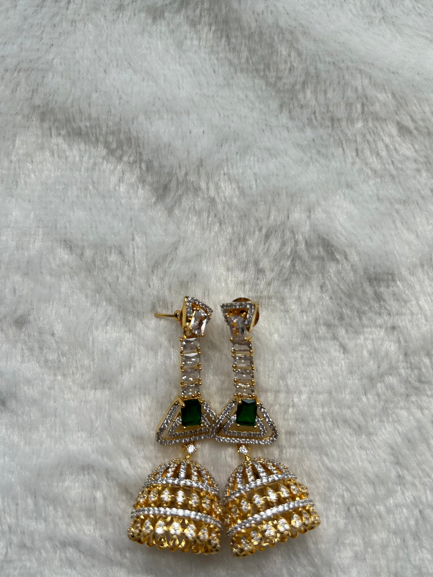 AD Emerald Green Jhumka Earrings