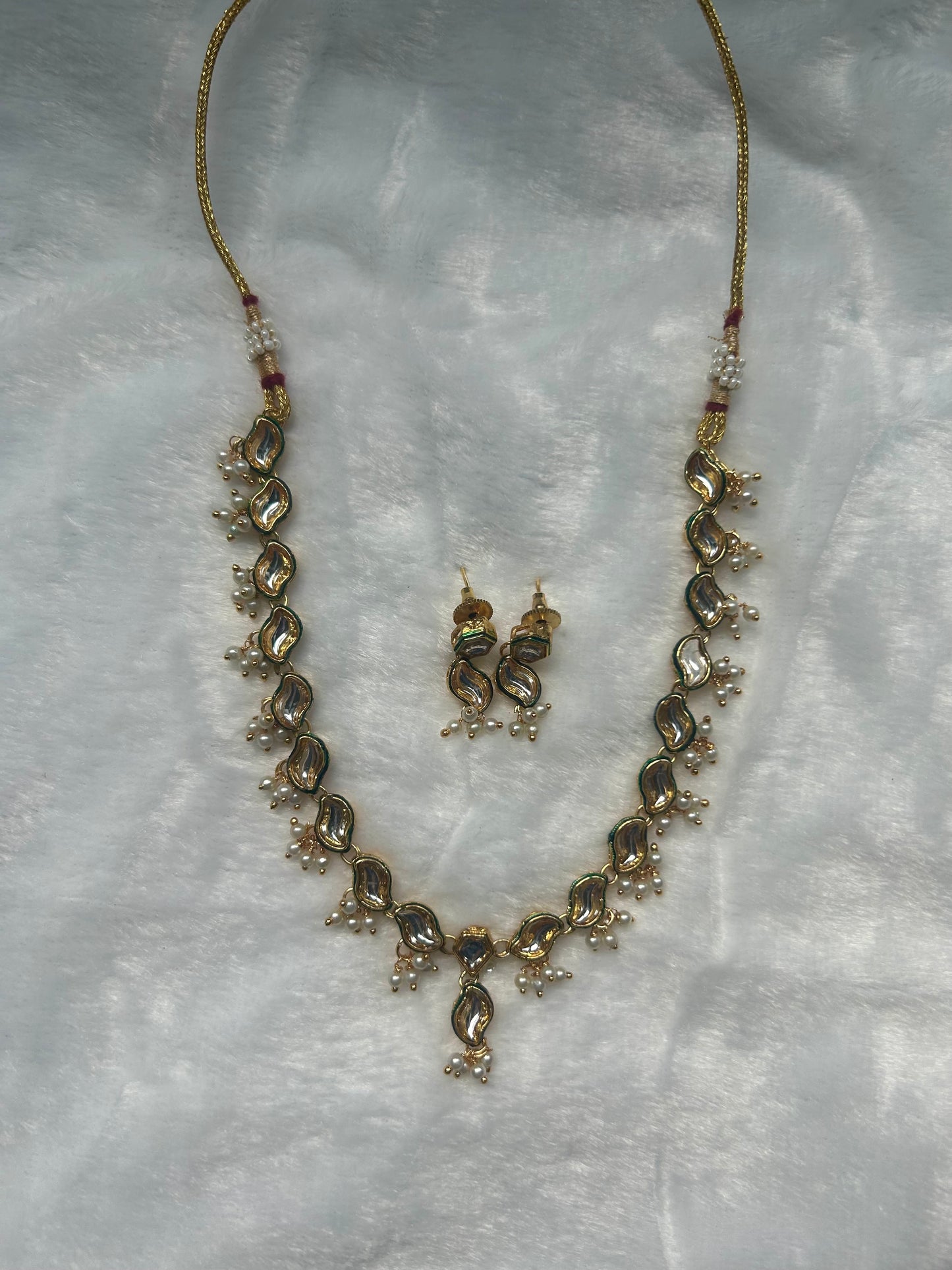 Emerald Green Kundan Enamel Choker Set