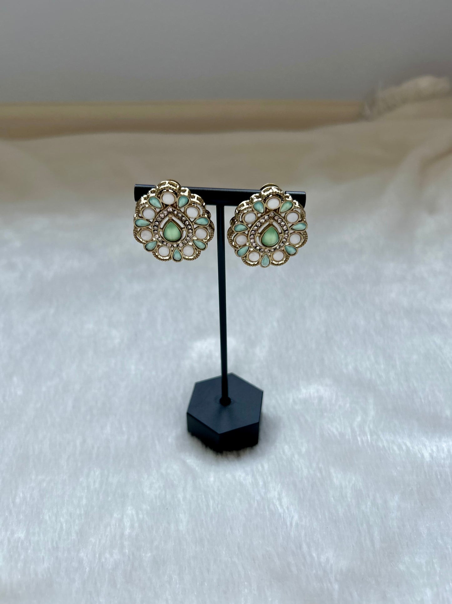 Light Blue Polki Studs