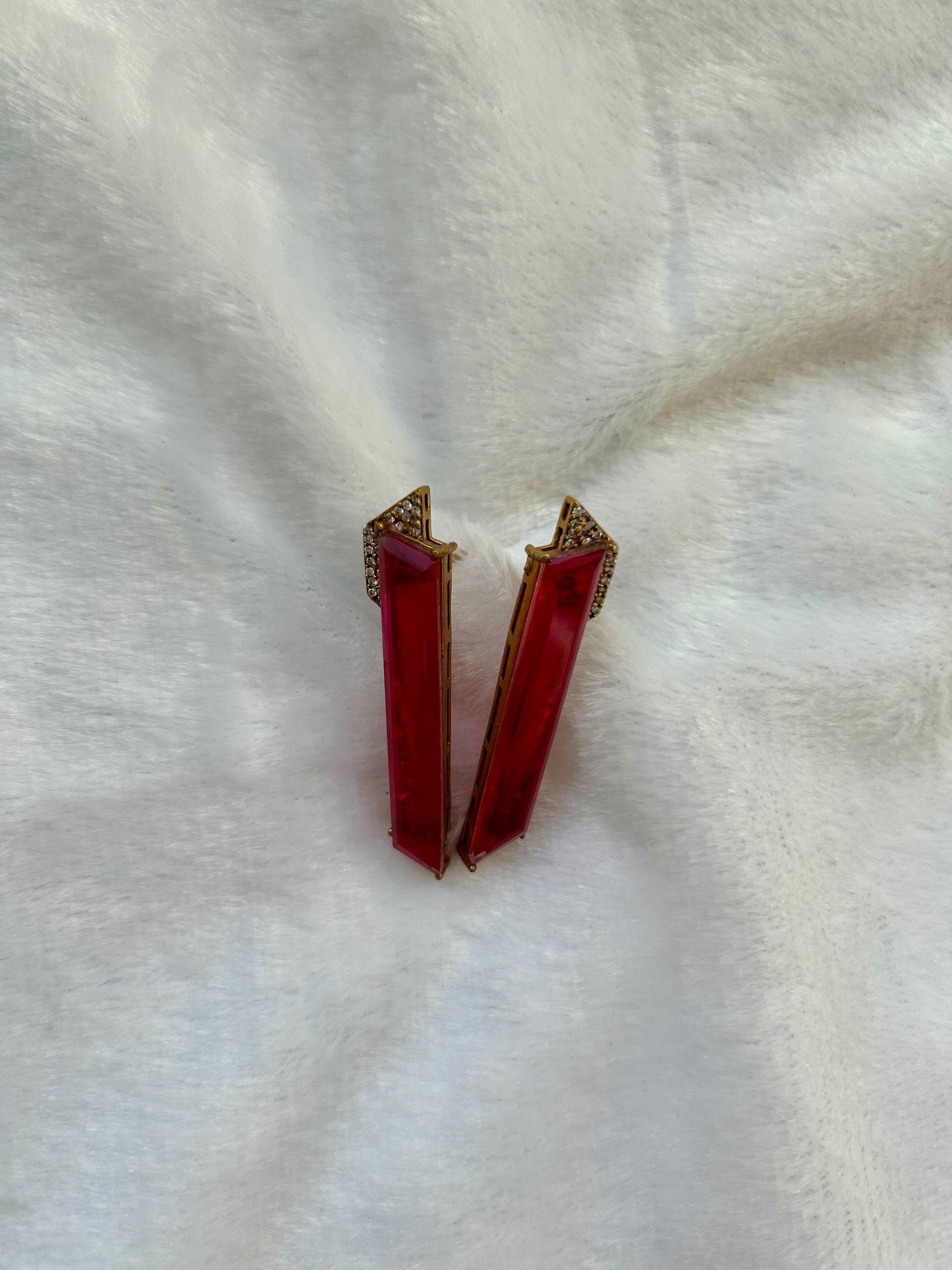 Red Doublet & Moissanite Kundan Earrings