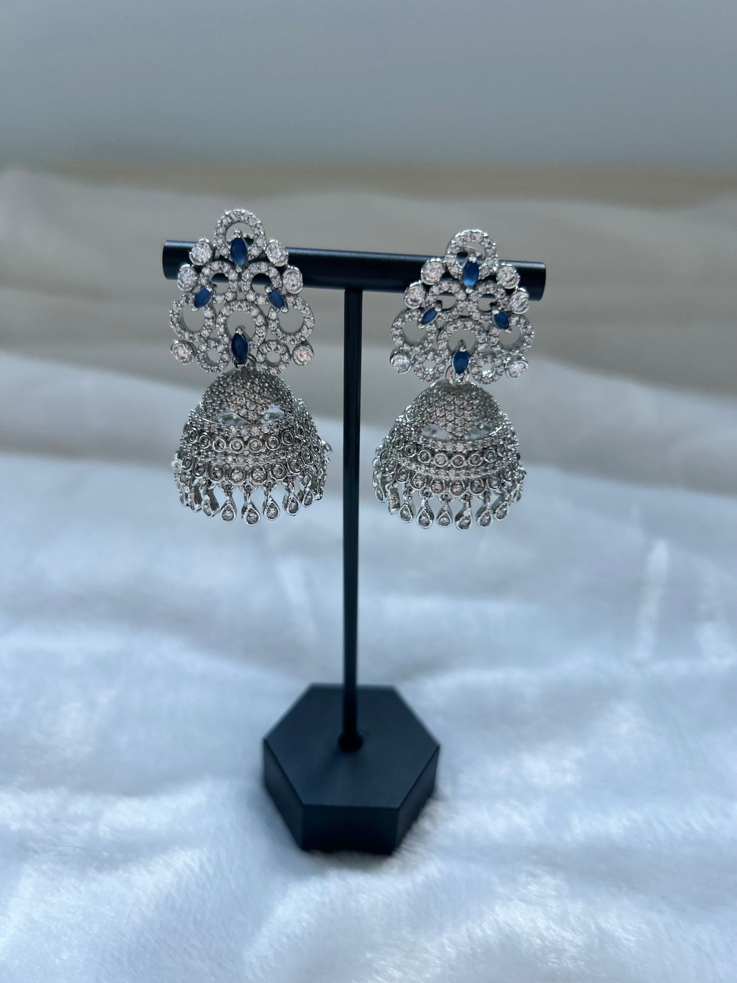 AD Blue Micro Jhumki Earrings