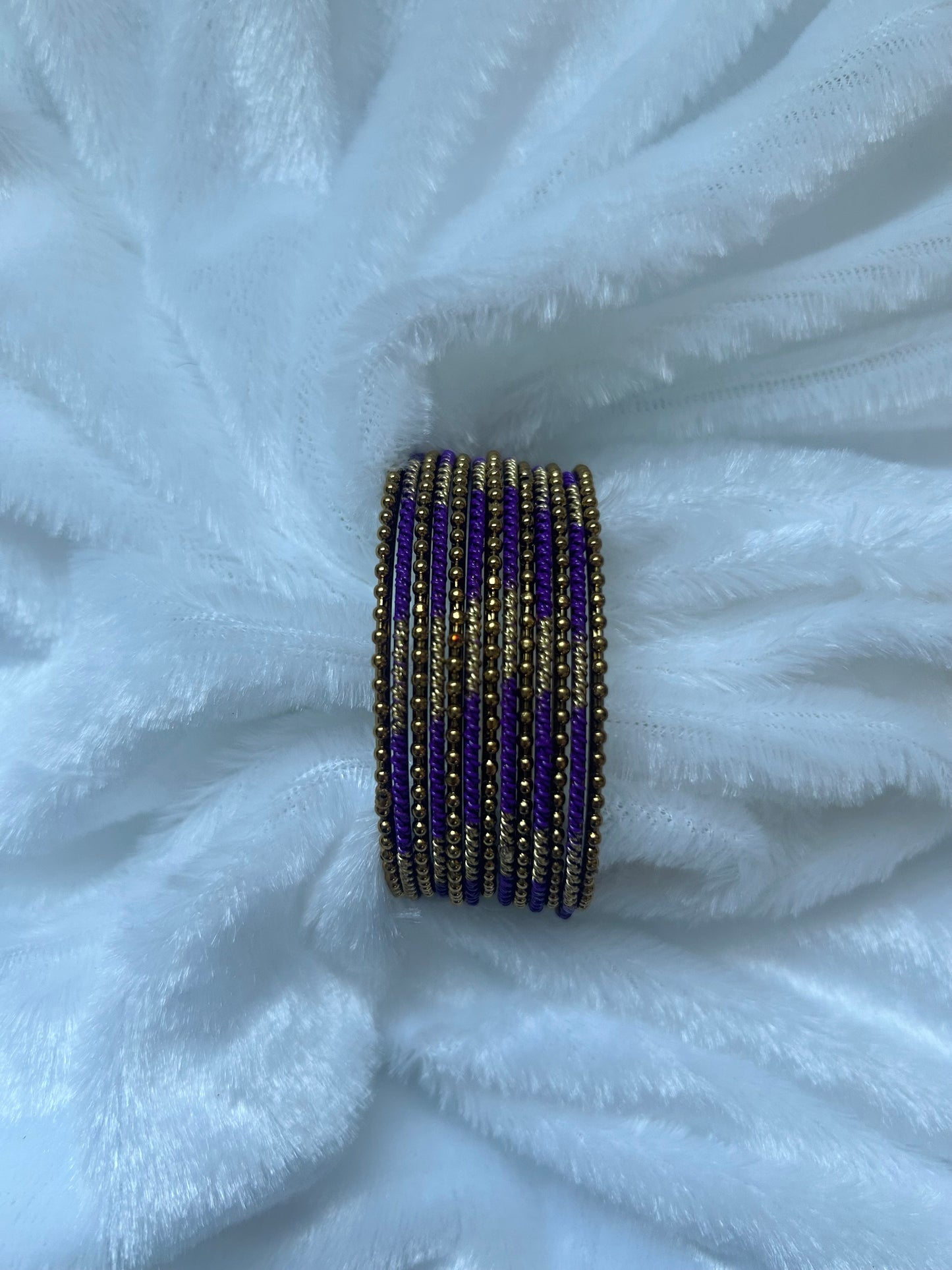SIZE 2.6 Dark Purple & Gold Bangles