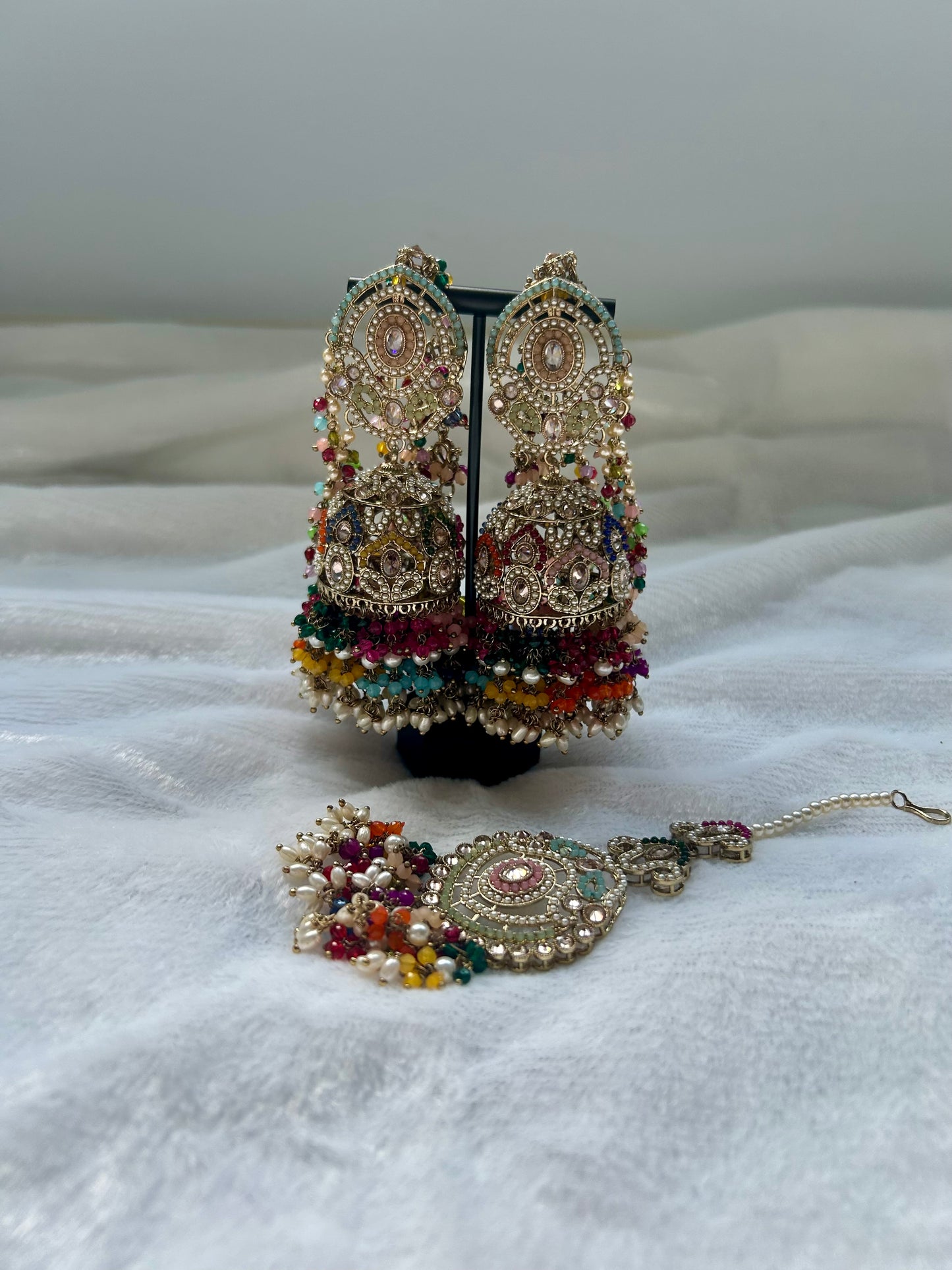 Multi Polki Sahara Jhumki Tikka Set