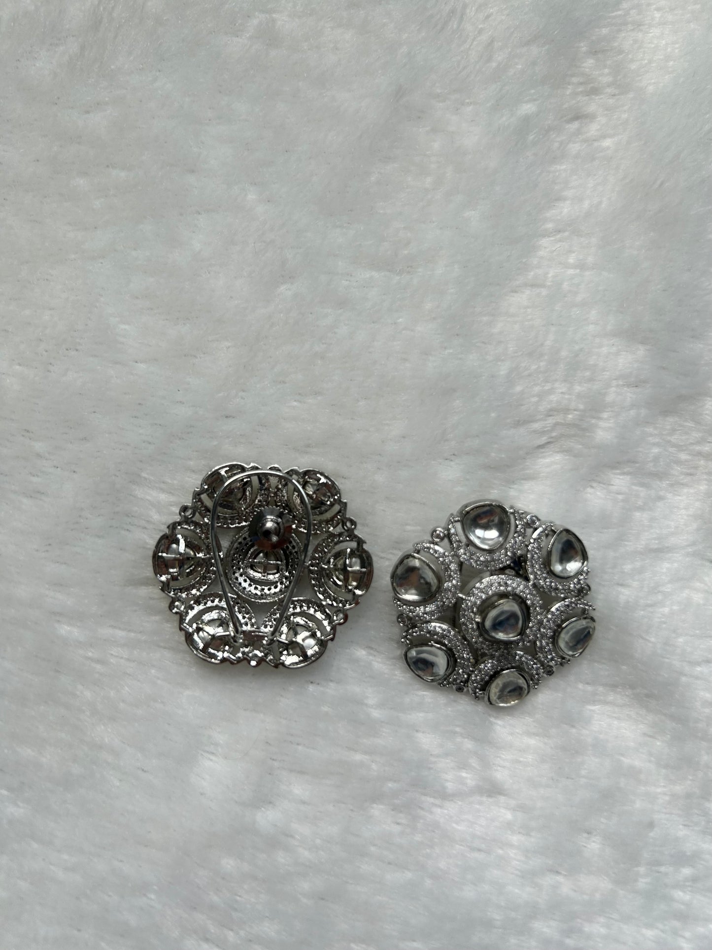 Silver Uncut Kundan Studs
