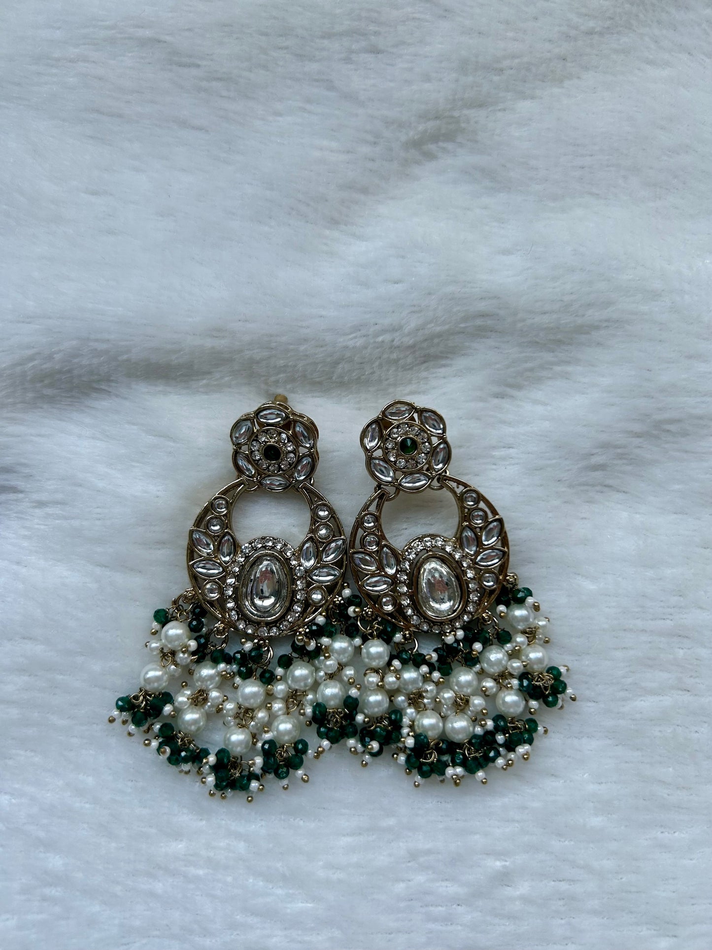 Emerald Green Kundan Earrings