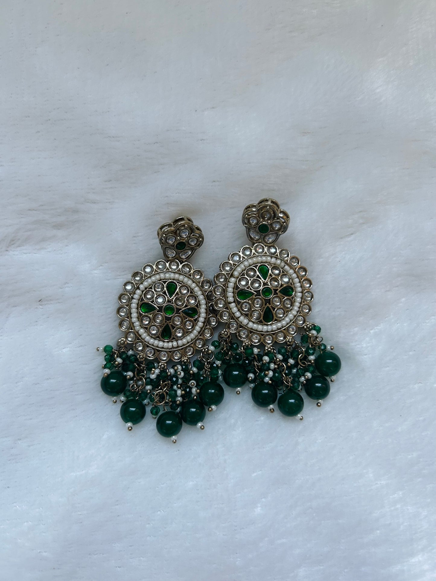 Emerald Green Kundan Earrings