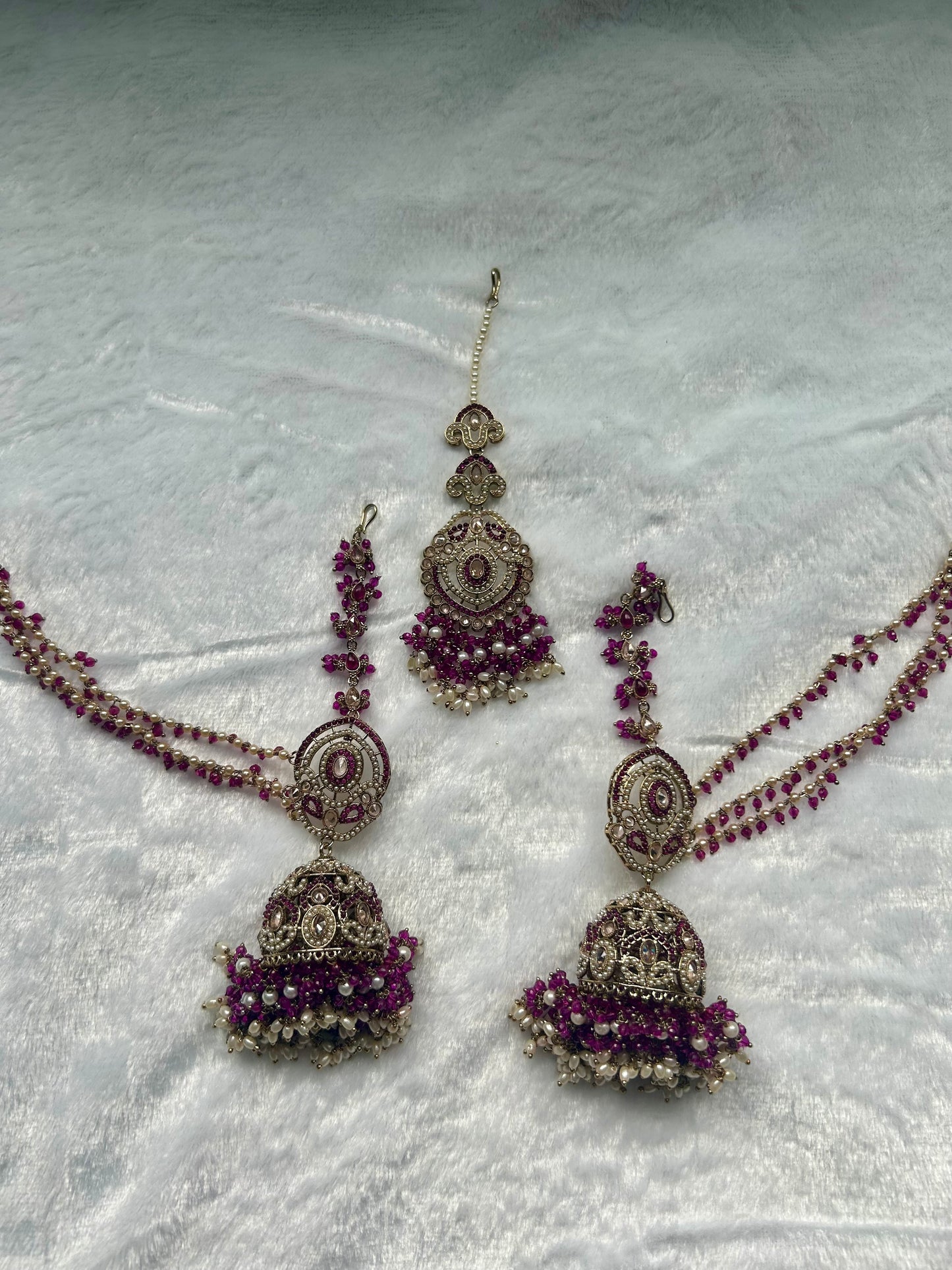 Dark Purple Polki Sahara Jhumki Tikka Set