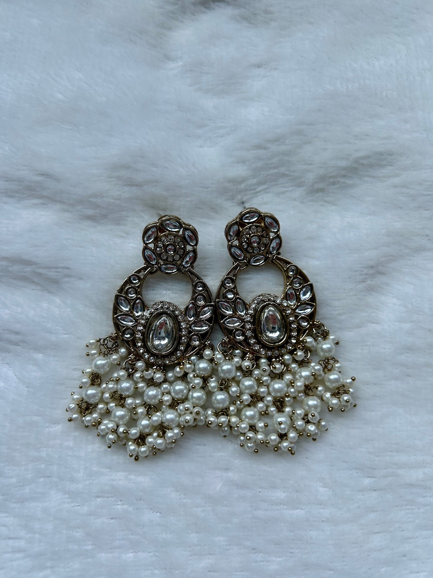 White Kundan Earrings