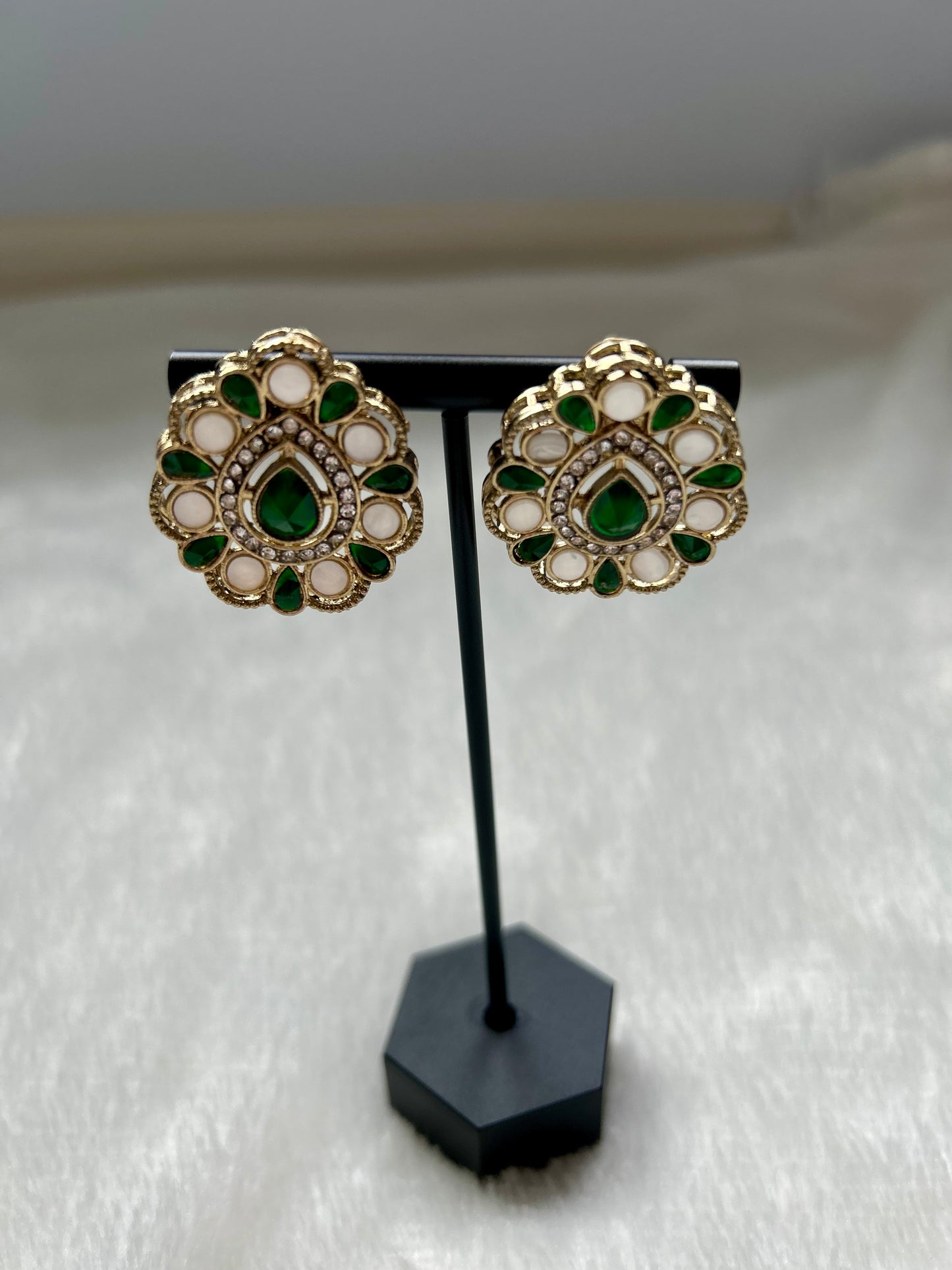 Emerald Green Polki Studs