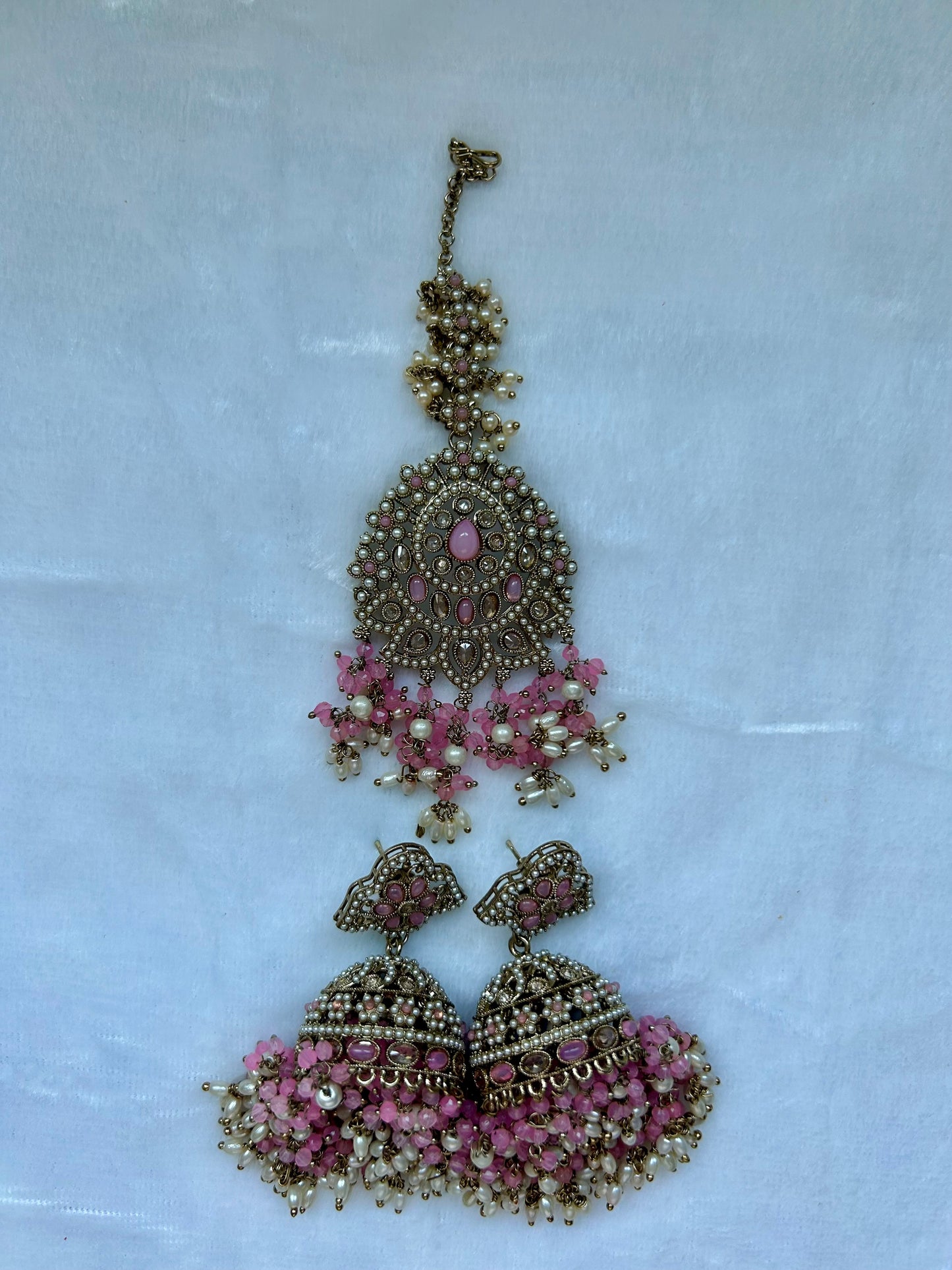 Pink Polki Tikka Set