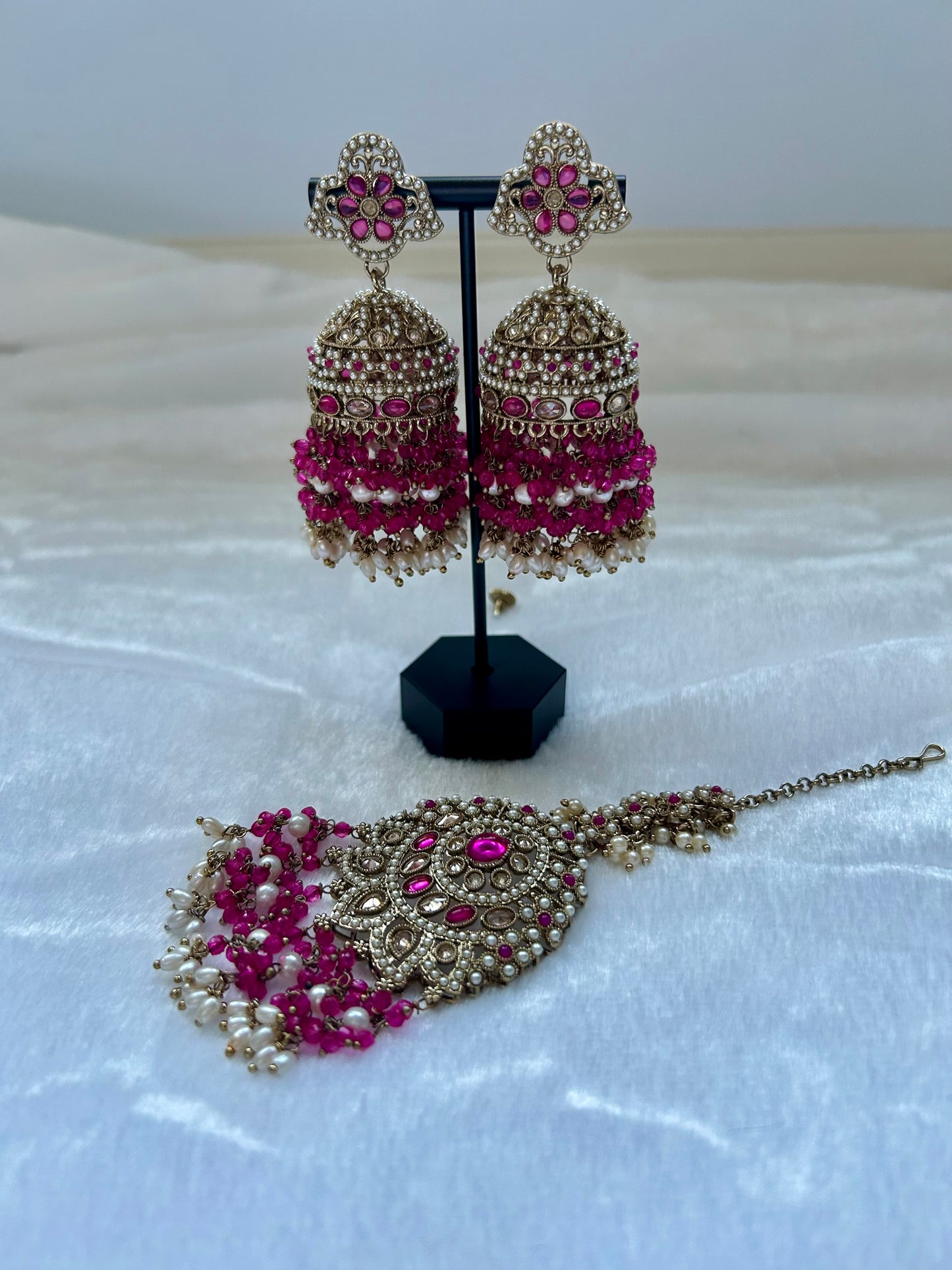 Hot Pink Polki Tikka Set