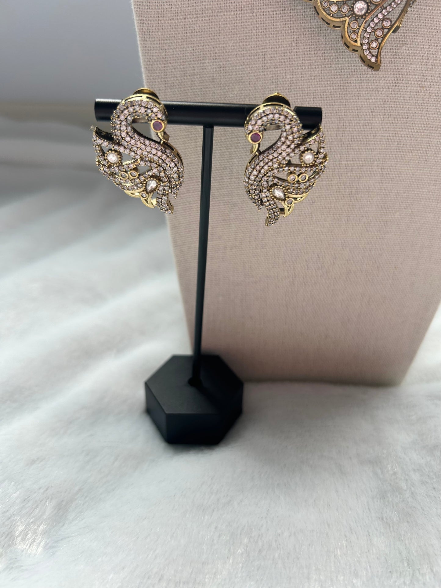 Multi Moissanite Kundan Peacock Necklace Set