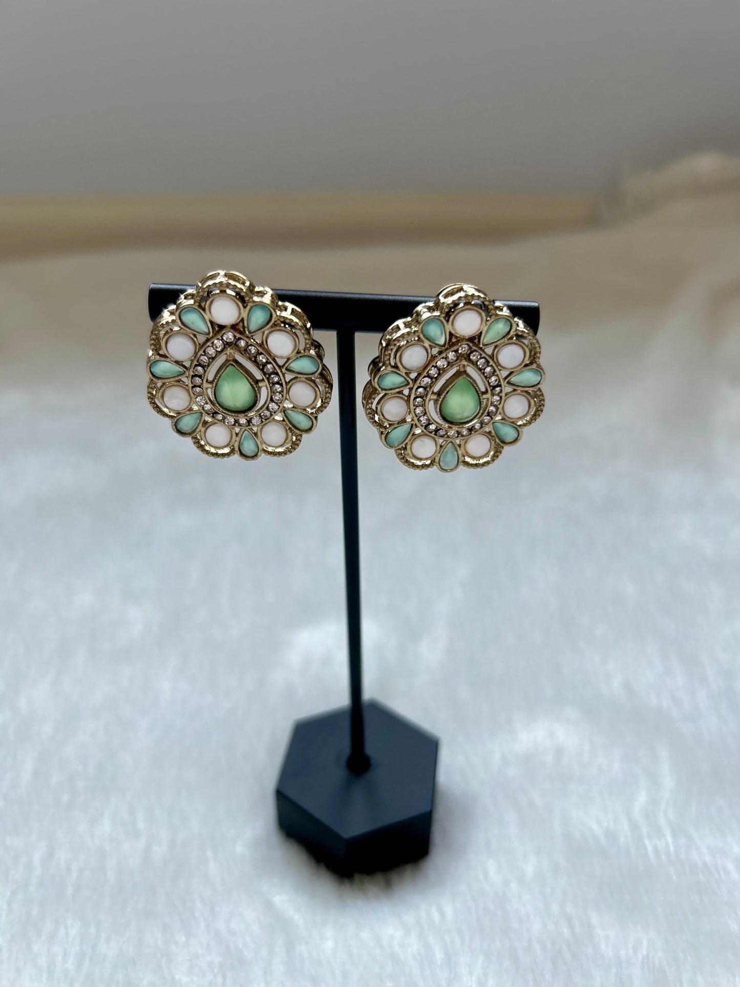 Light Blue Polki Studs