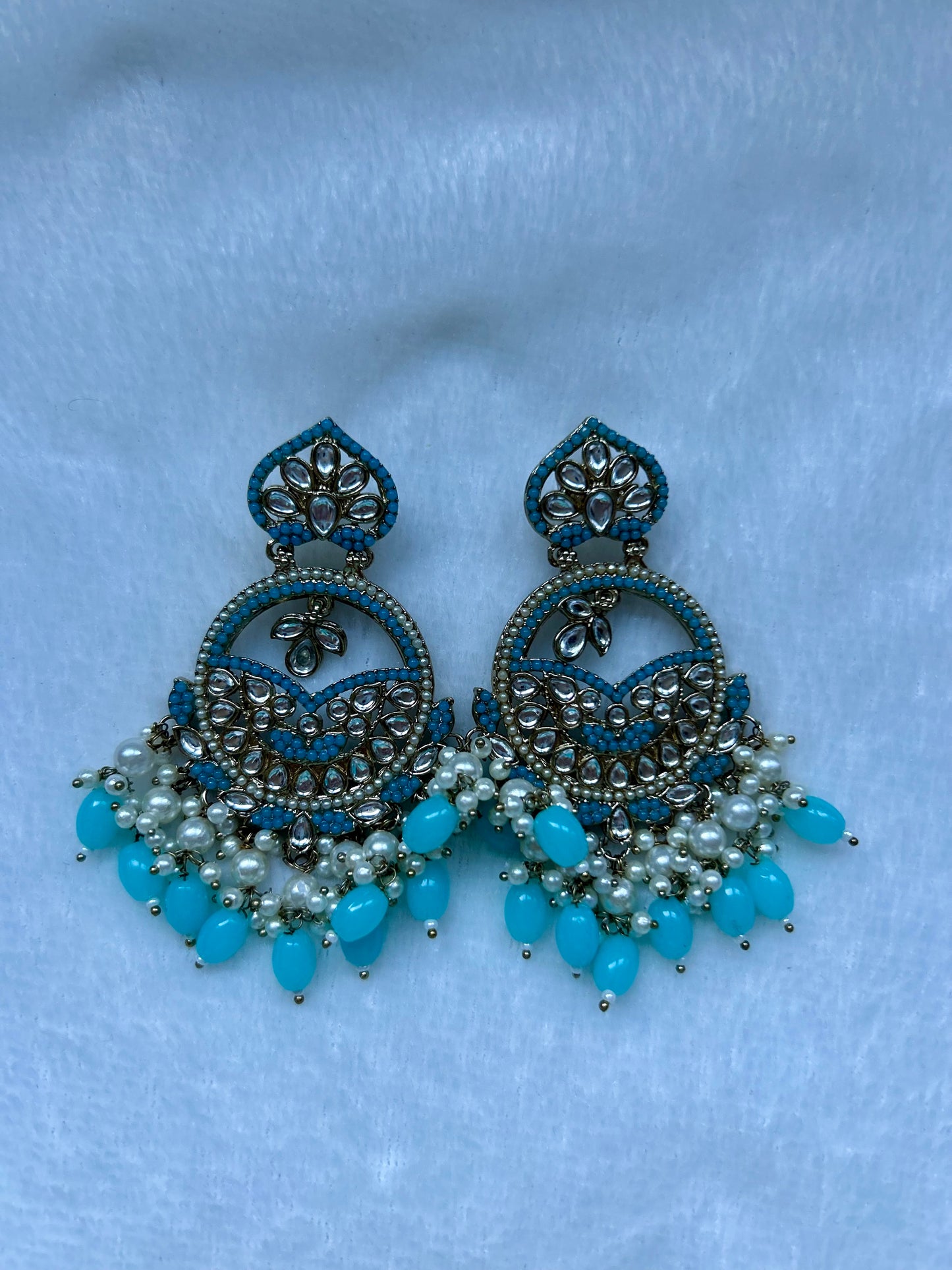 Pakistani Inspired Blue Kundan Earrings