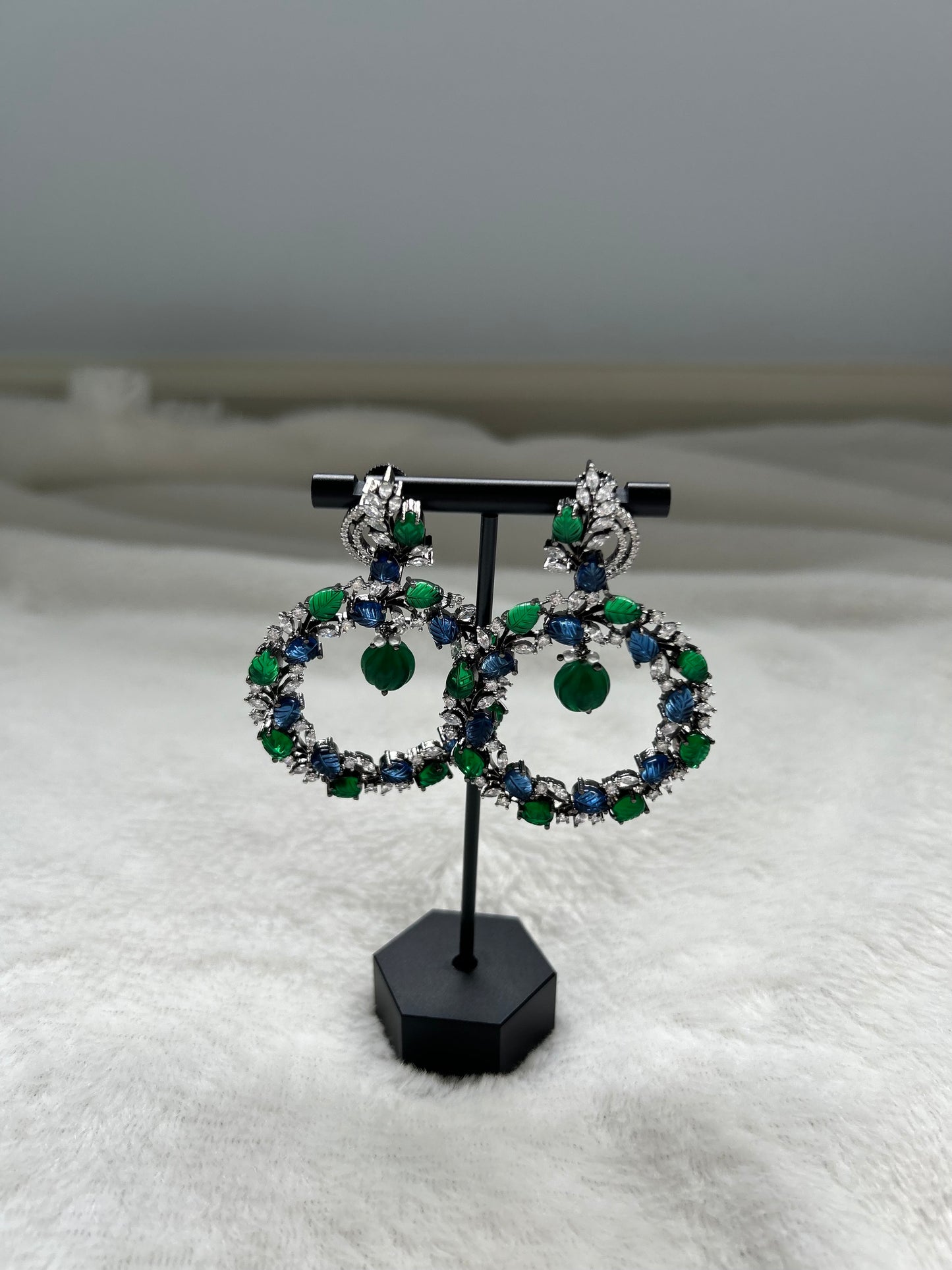 Blue & Green AD Earrings