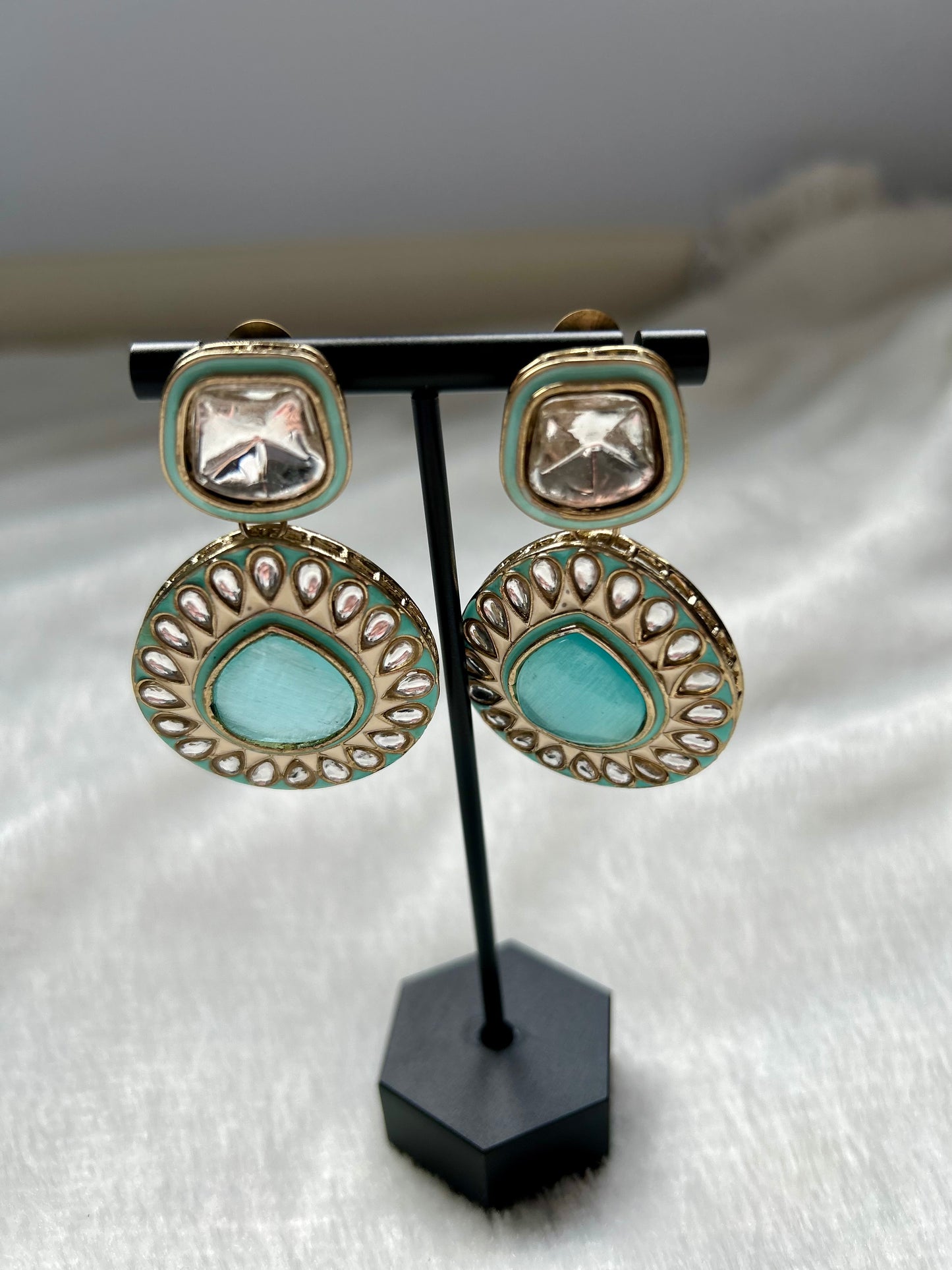 Light Blue Kundan Earrings
