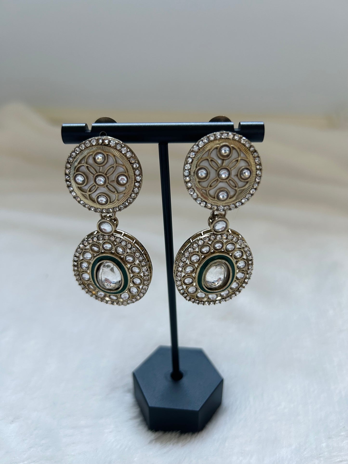 Emerald Green Kundan Earrings