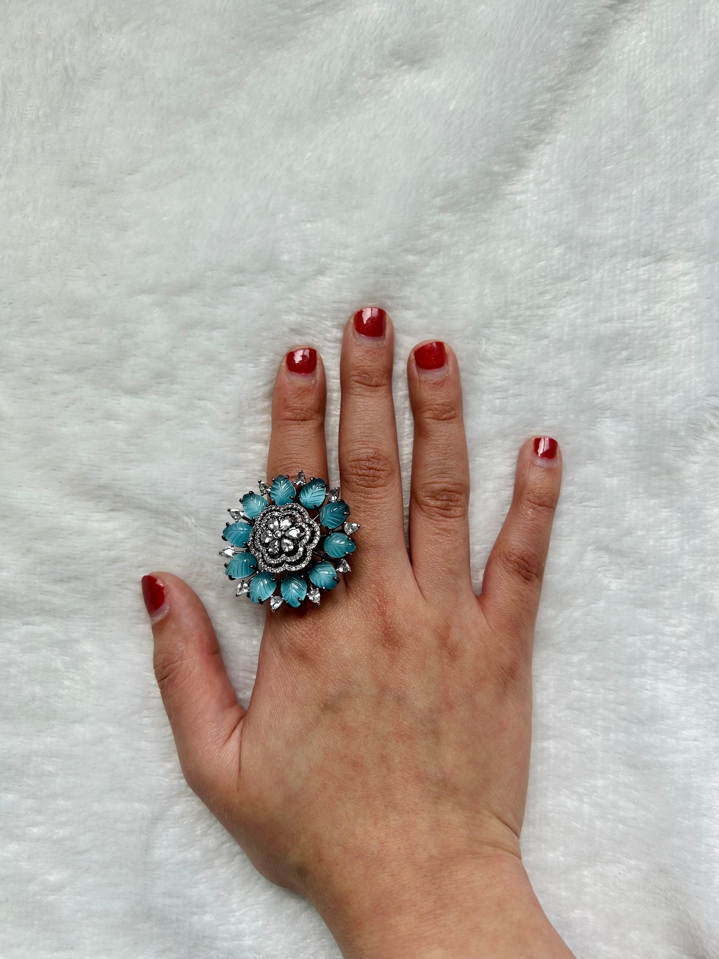 AD Blue Flower Ring