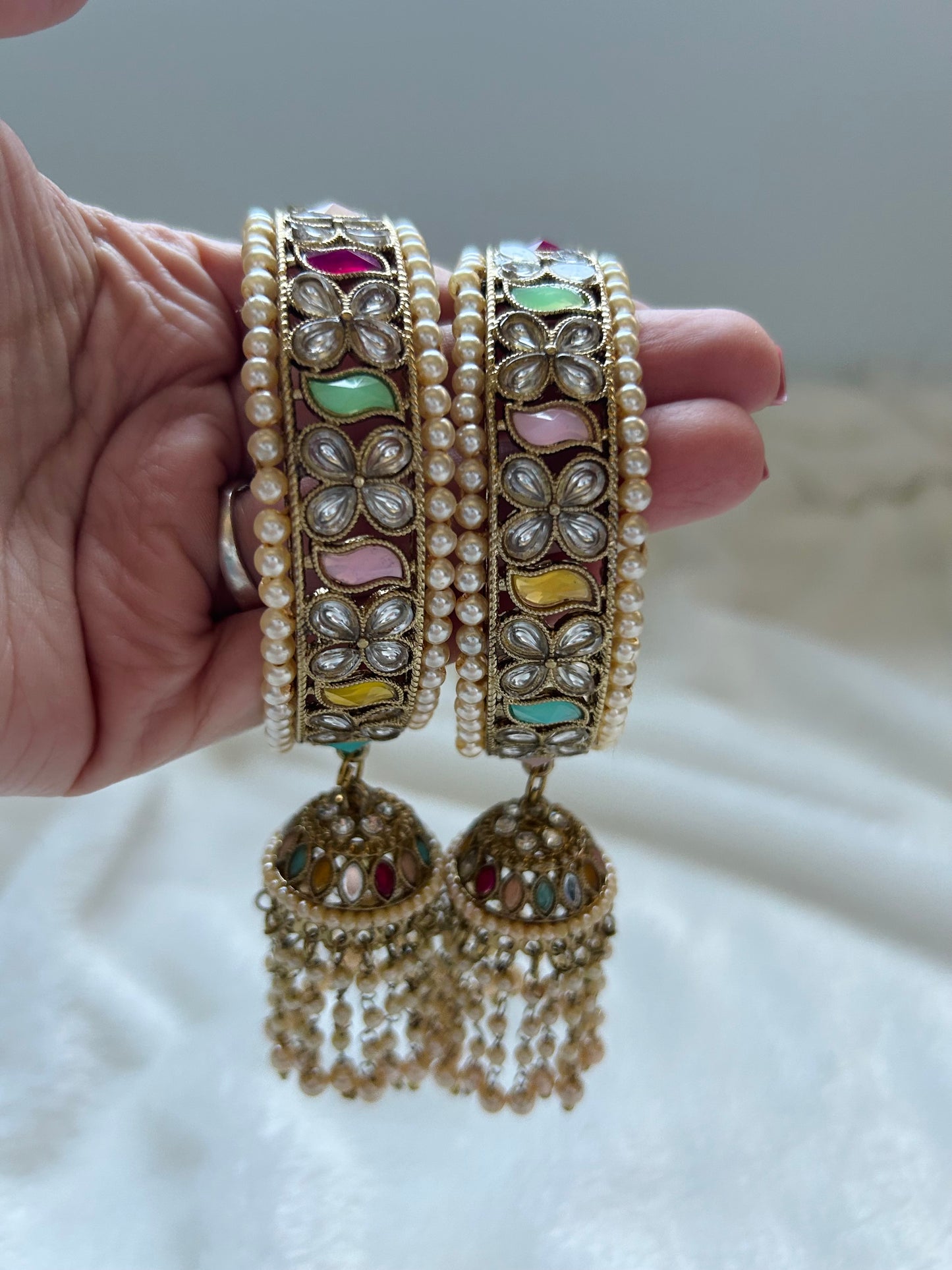 Multi Color Jhumka Polki Bangles