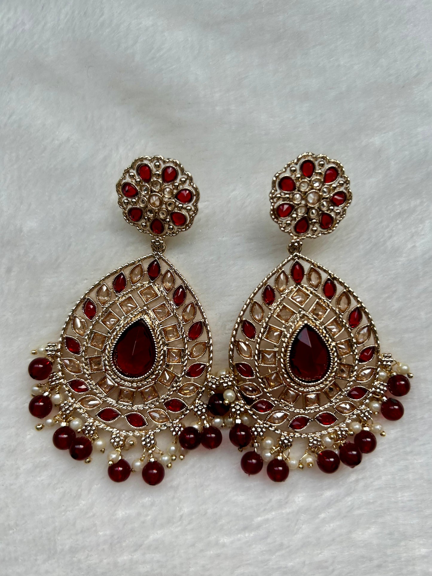 Maroon Polki Earrings