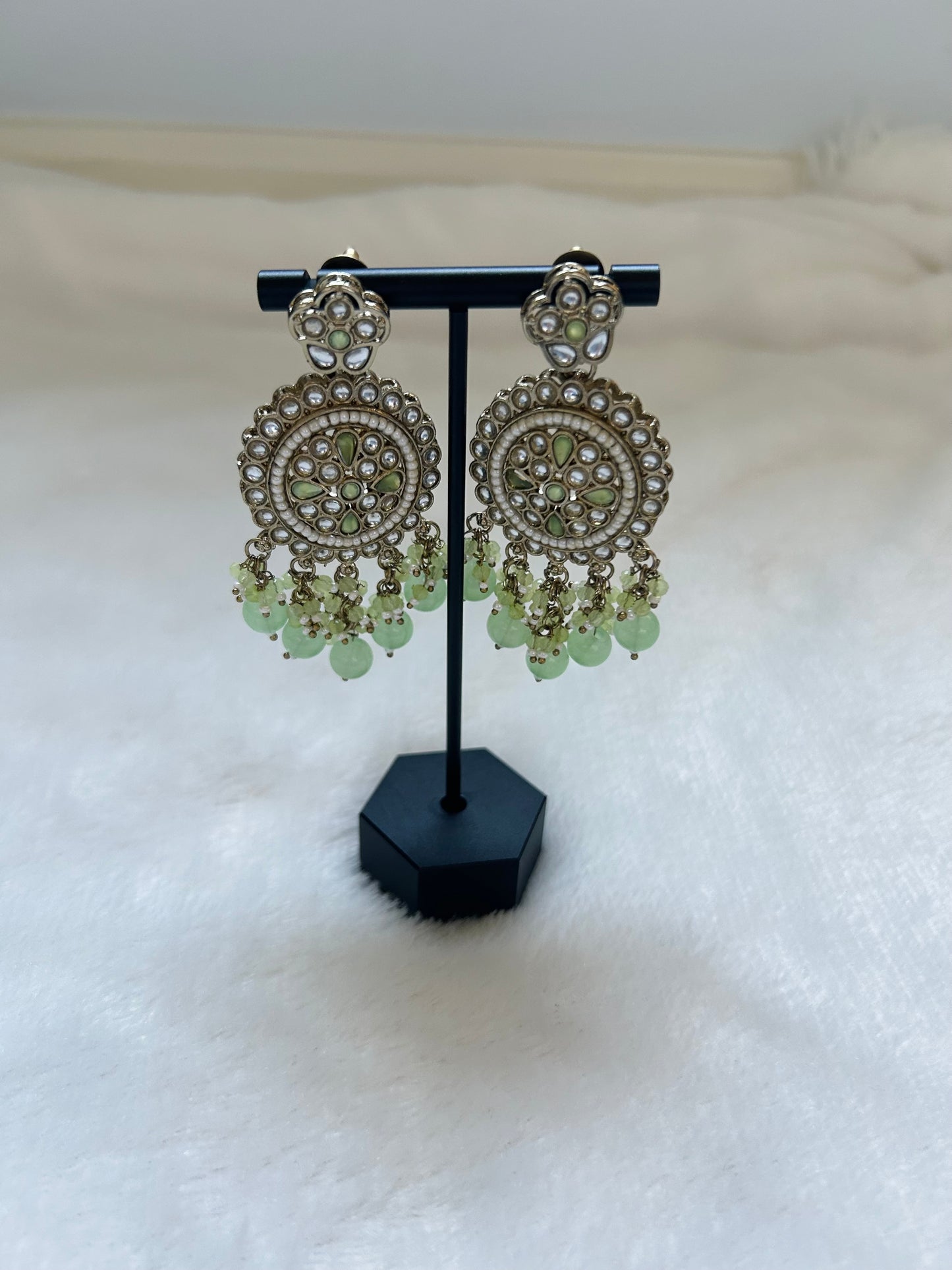 Light Green Kundan Earrings