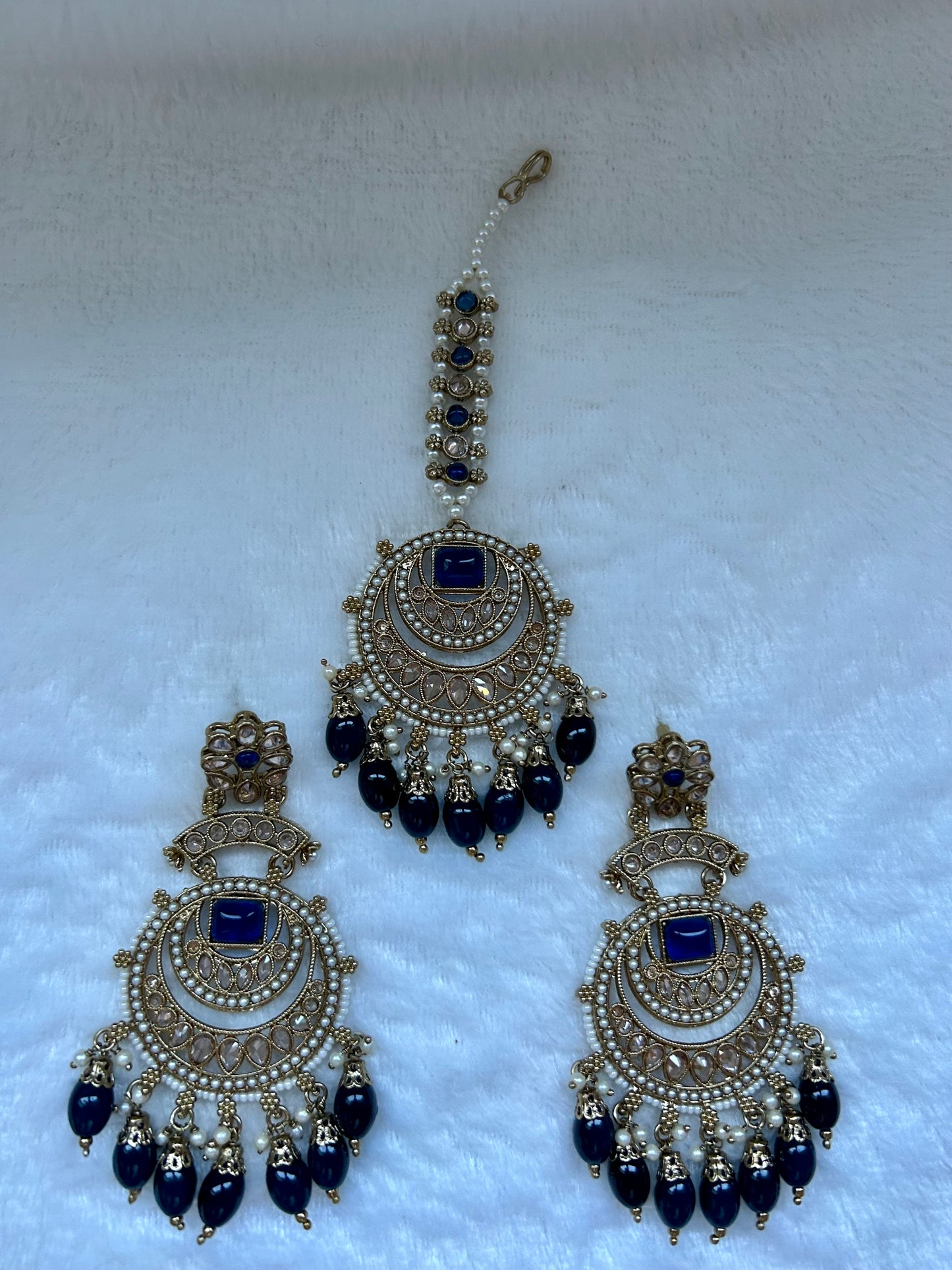 Royal Blue Polki Tikka Set