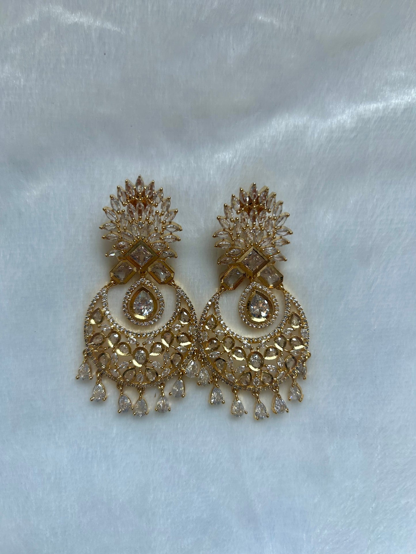 AD Gold Chandbali Earrings