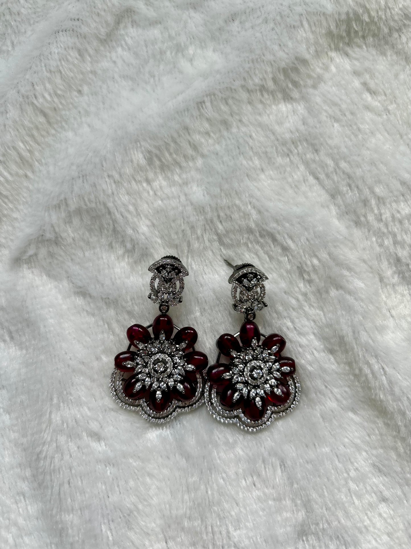 AD Red Flower Earrings
