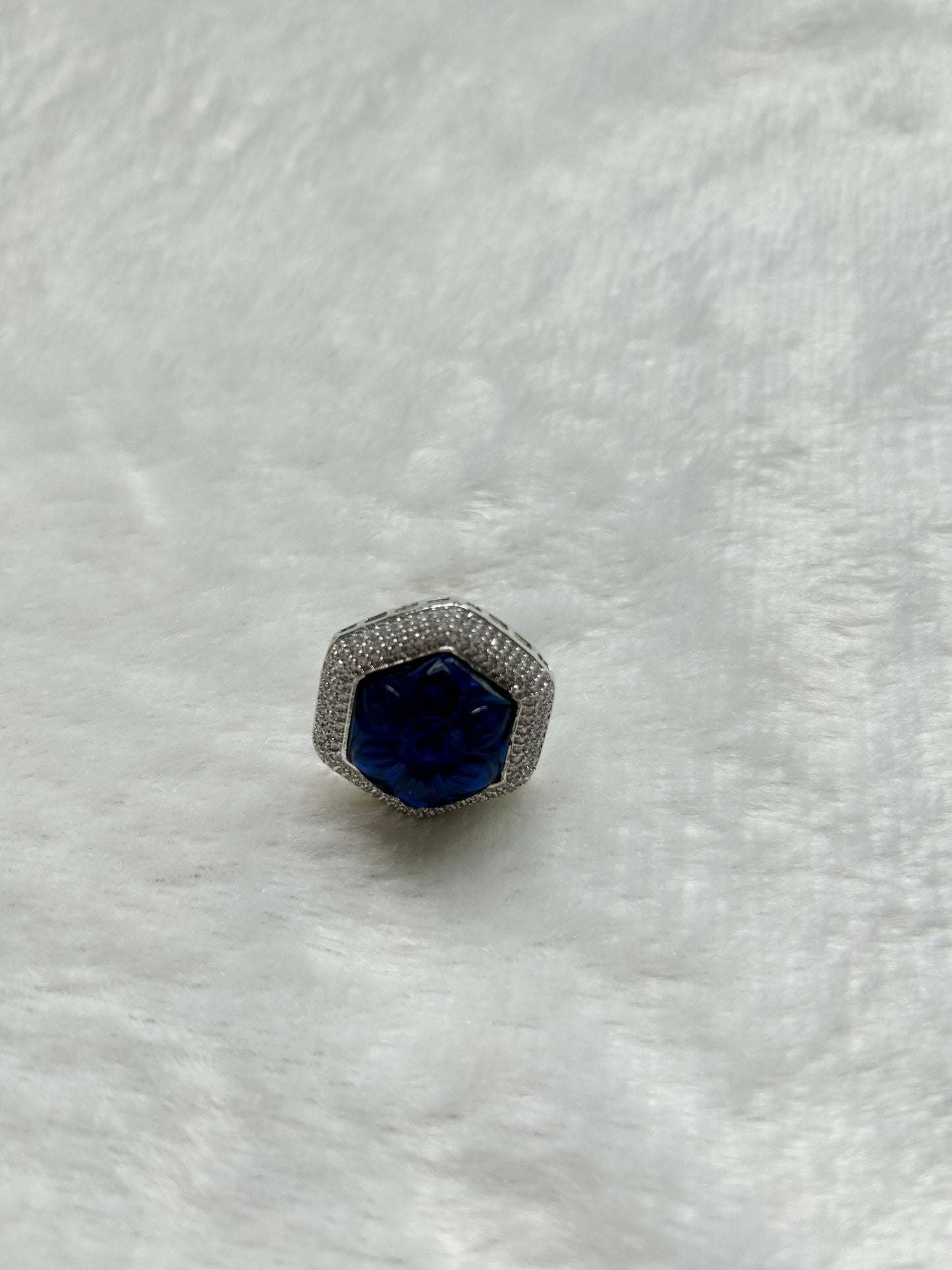 AD Dark Blue Flower Ring