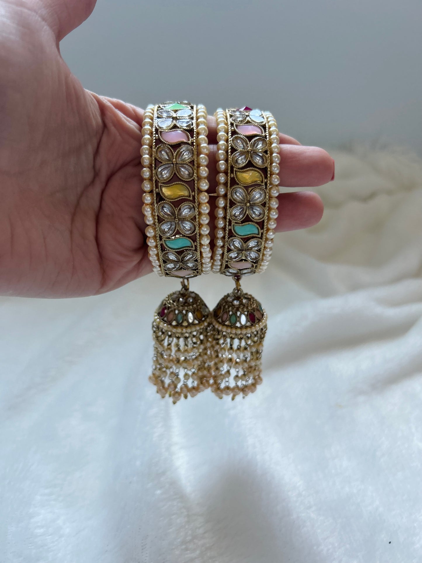 Multi Color Jhumka Polki Bangles