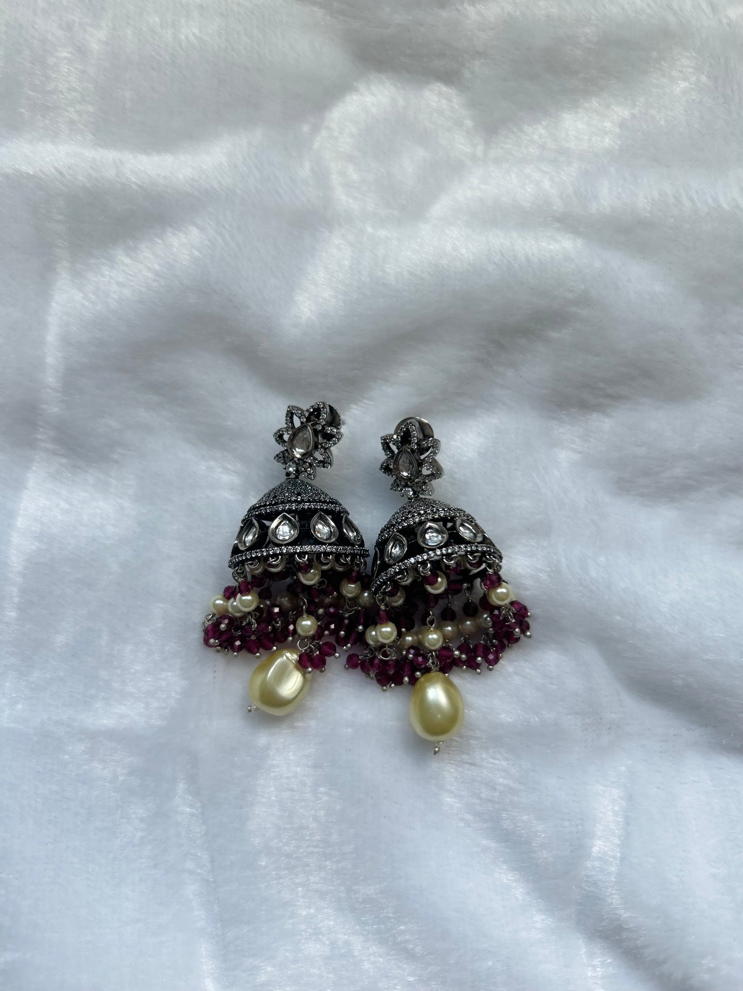 AD Ruby Jhumki Earrings