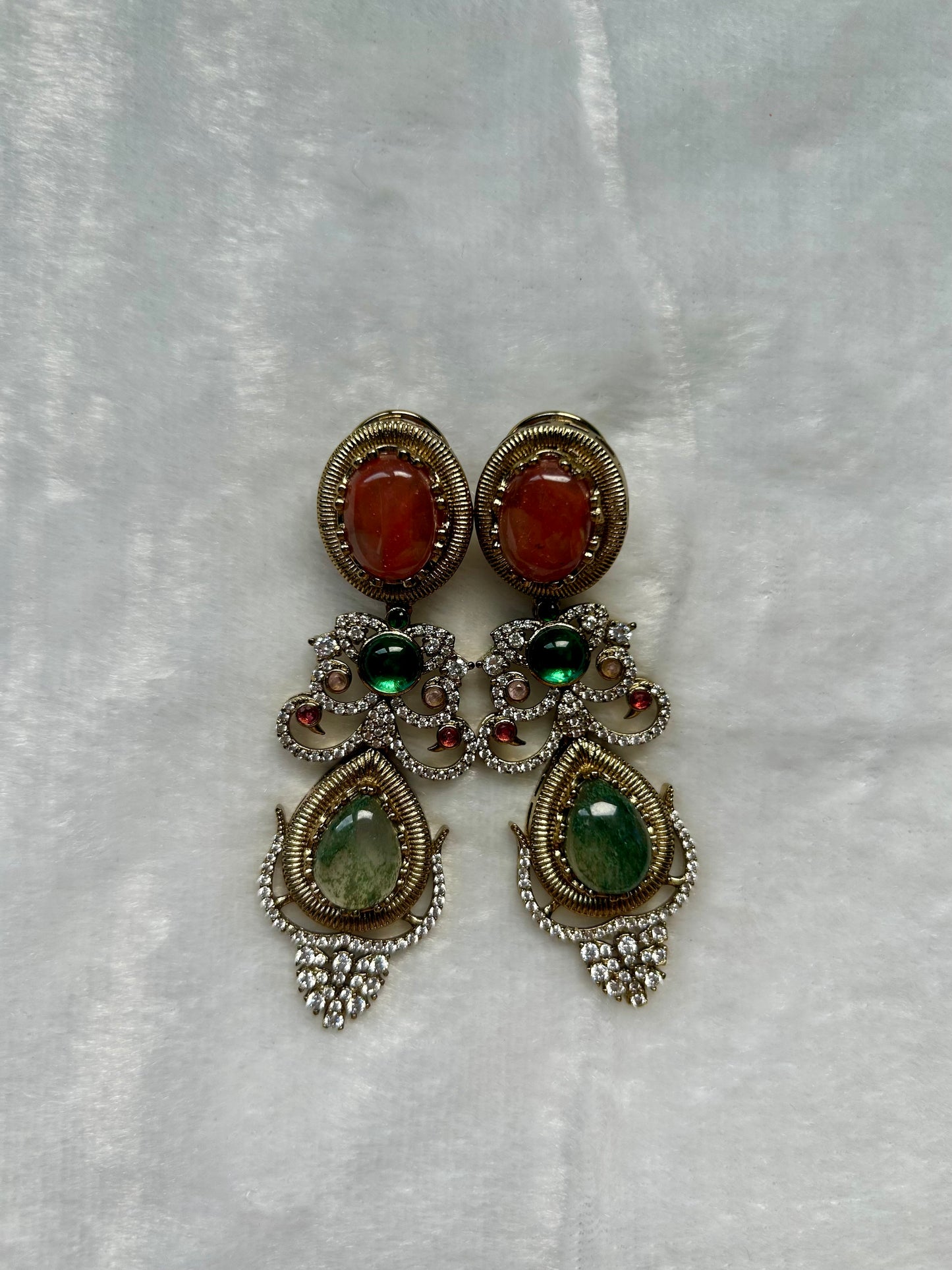 LUXE Mint & Peach Marble Doublet Earrings