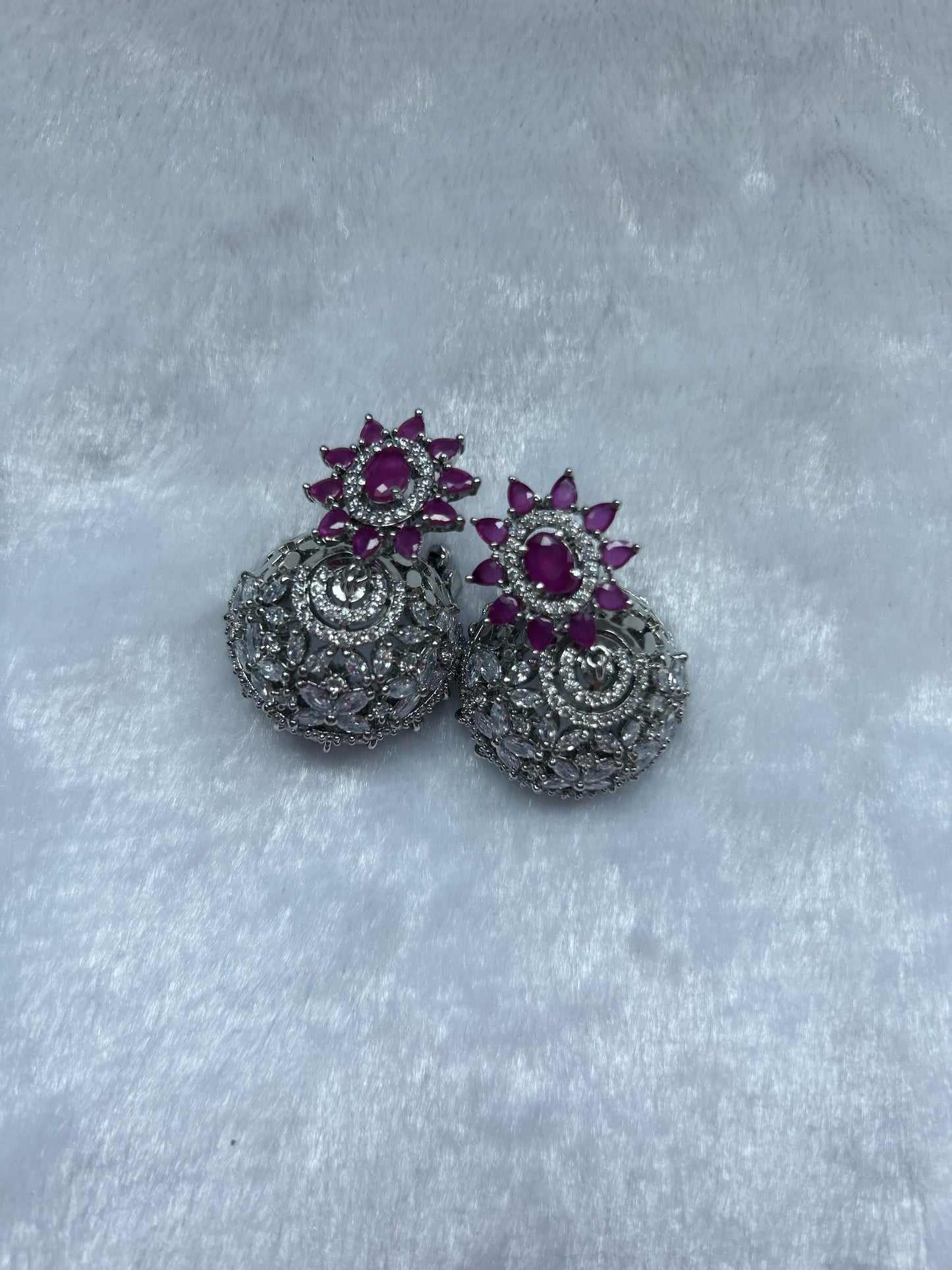 AD Dark Purple Jhumki Earrings