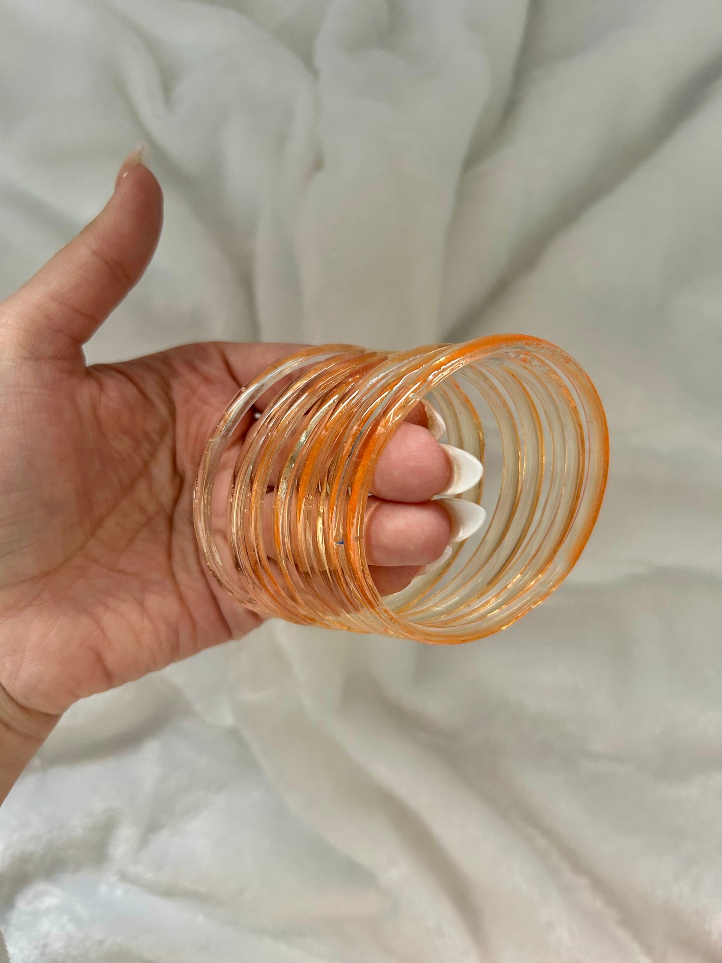 Cream & Orange Jelly Glass Bangles