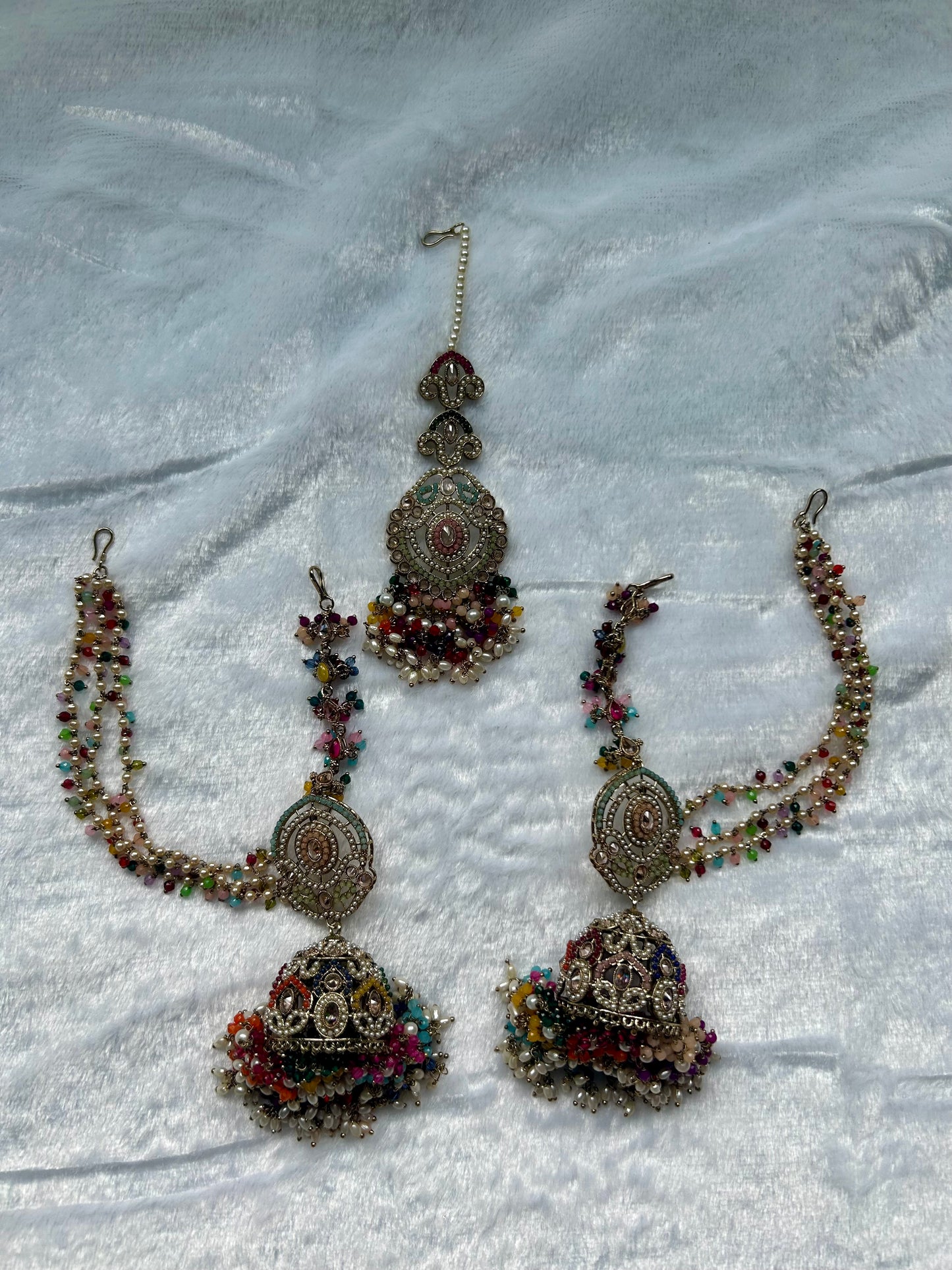Multi Polki Sahara Jhumki Tikka Set