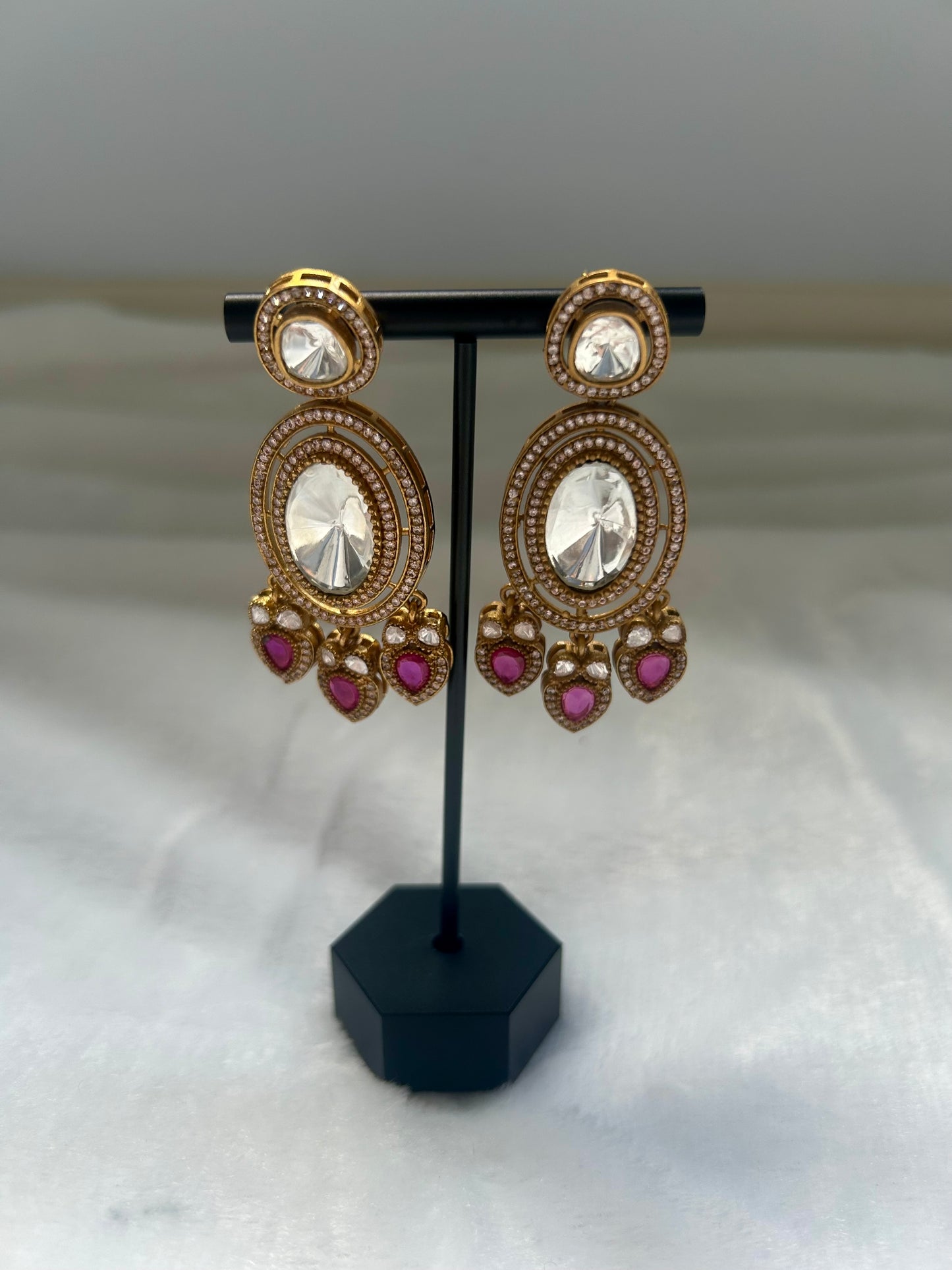 Ruby Moissanite Kundan Earrings