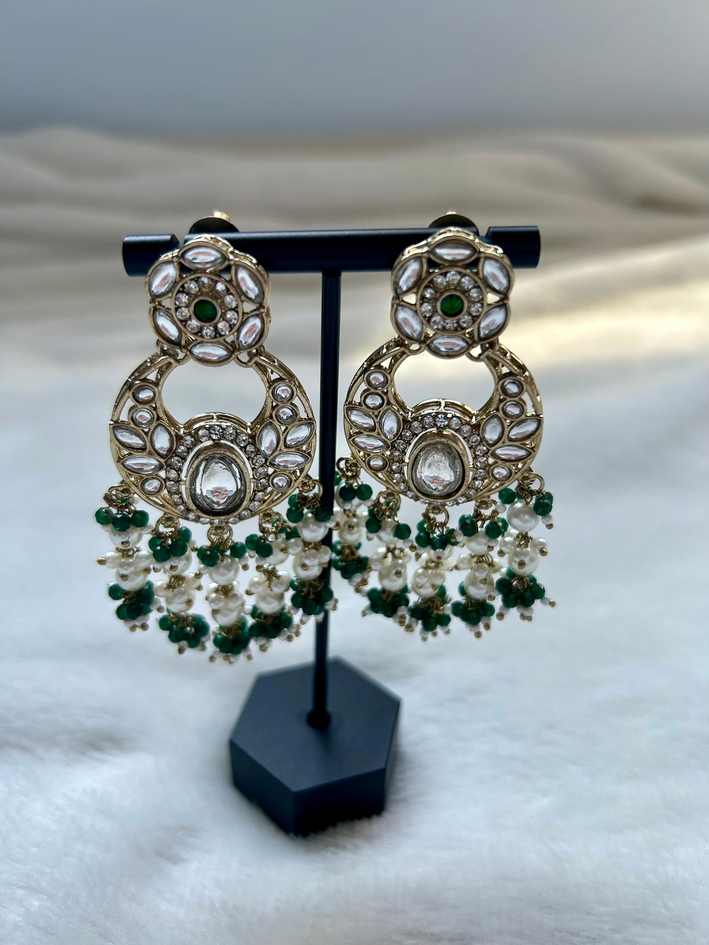 Emerald Green Kundan Earrings