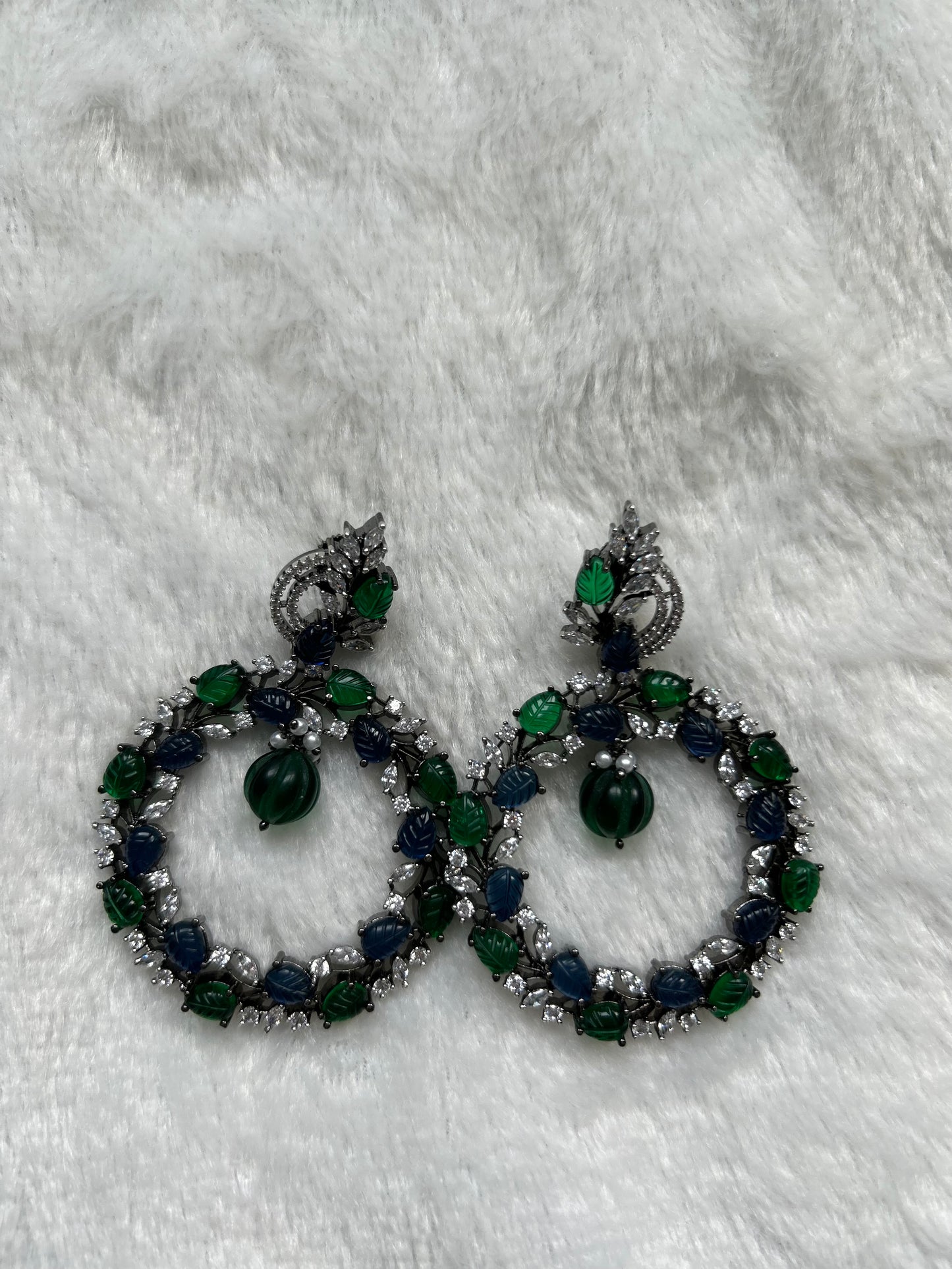 Blue & Green AD Earrings