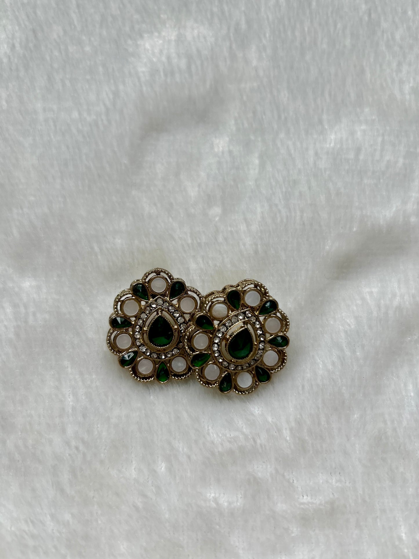 Emerald Green Polki Studs