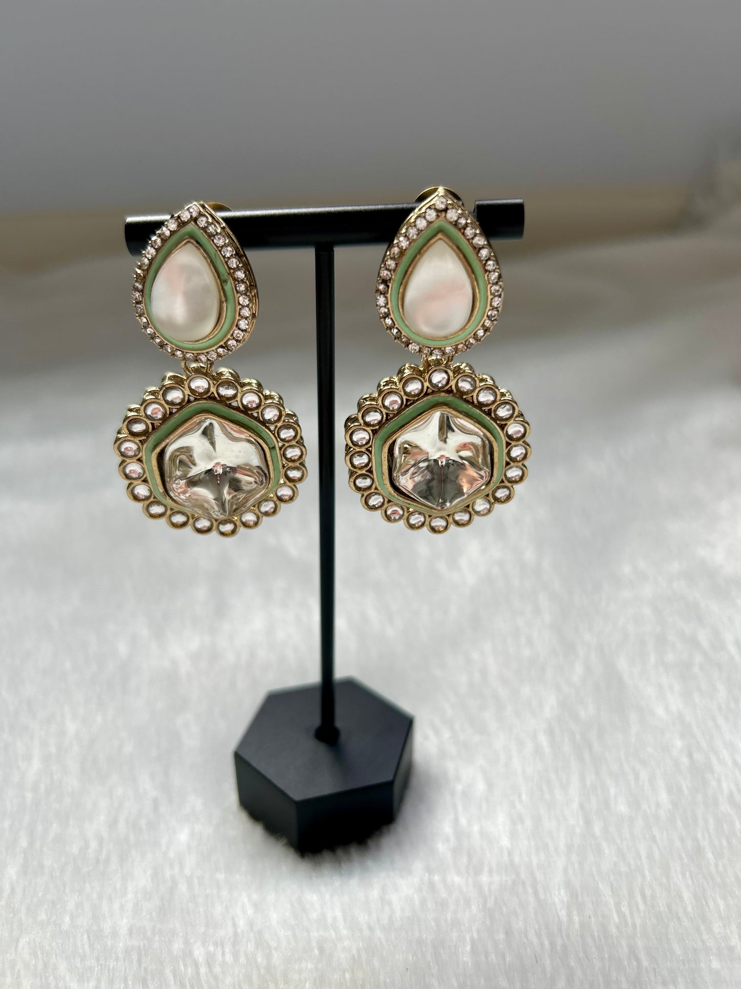 Mint Kundan Earrings