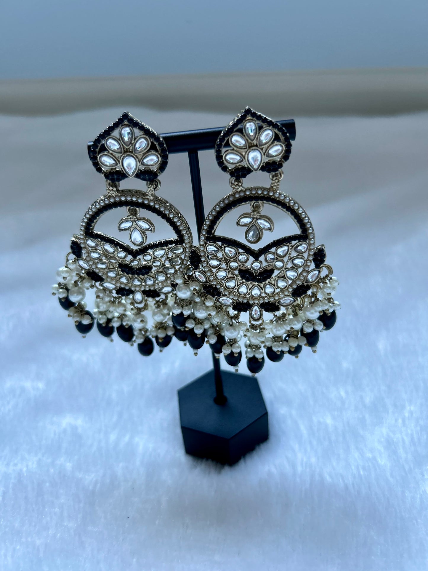 Pakistani Inspired Black Kundan Earrings
