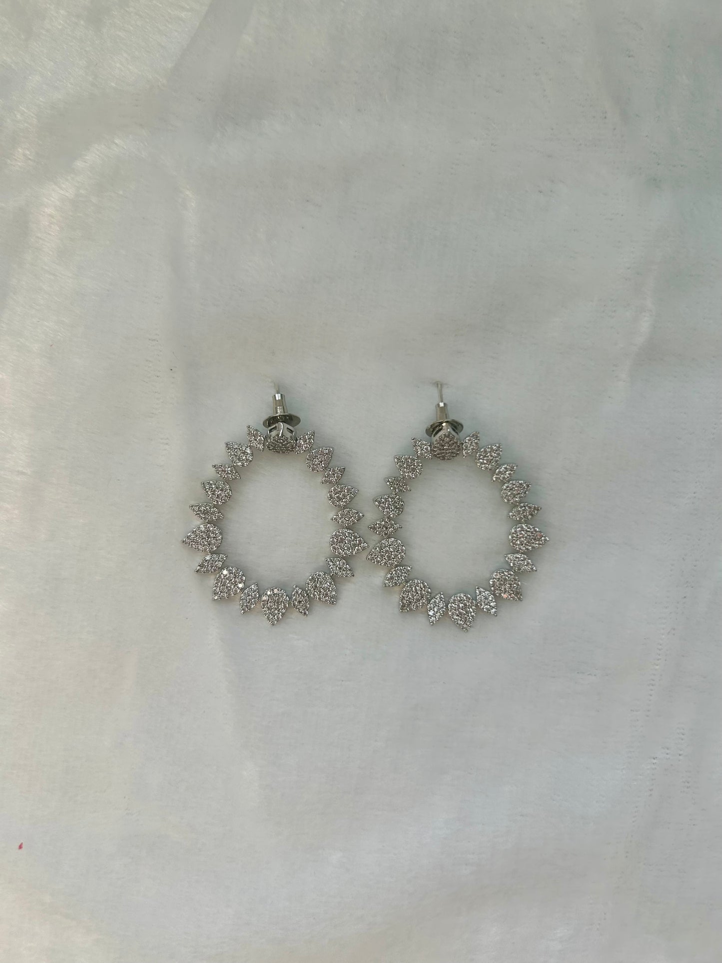 AD Silver Chandbali Earrings