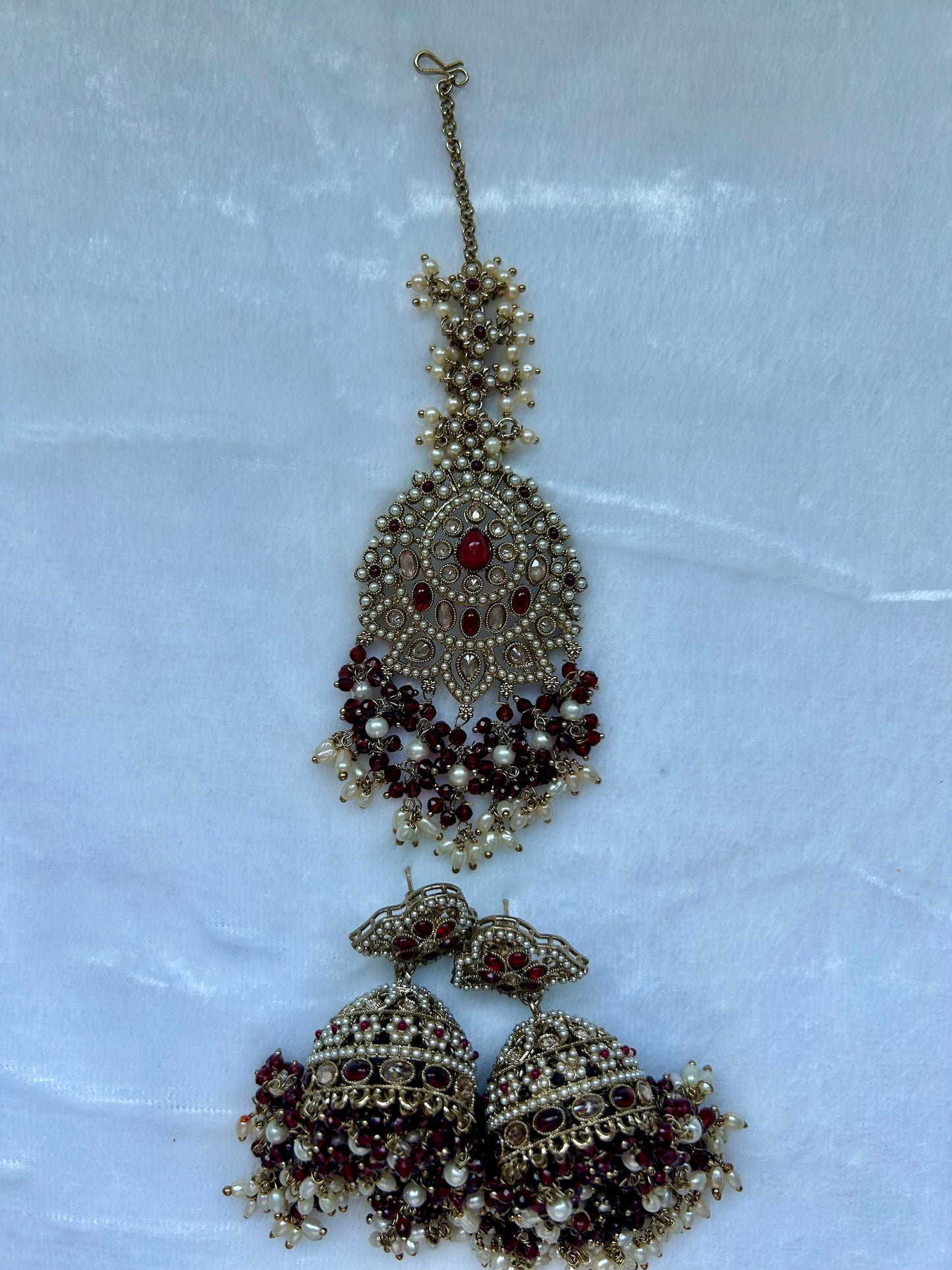 Red Polki Tikka Set