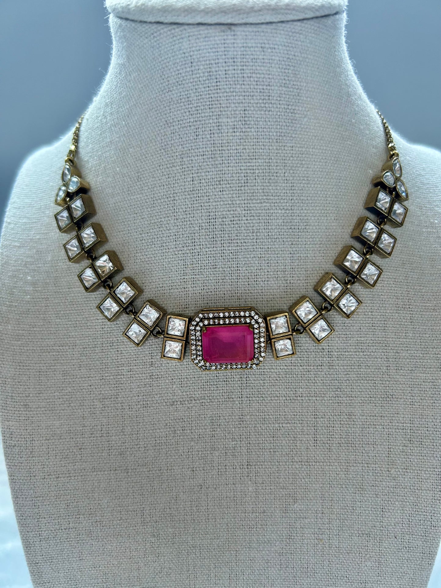 Pink Uncut Kundan & Doublet Choker Set