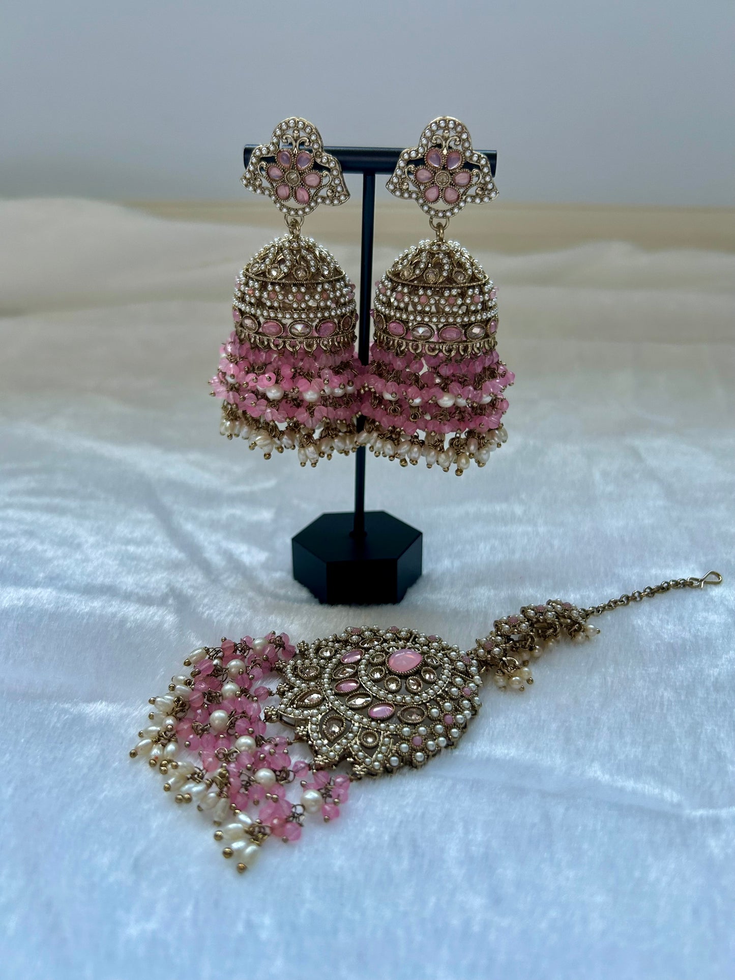Pink Polki Tikka Set