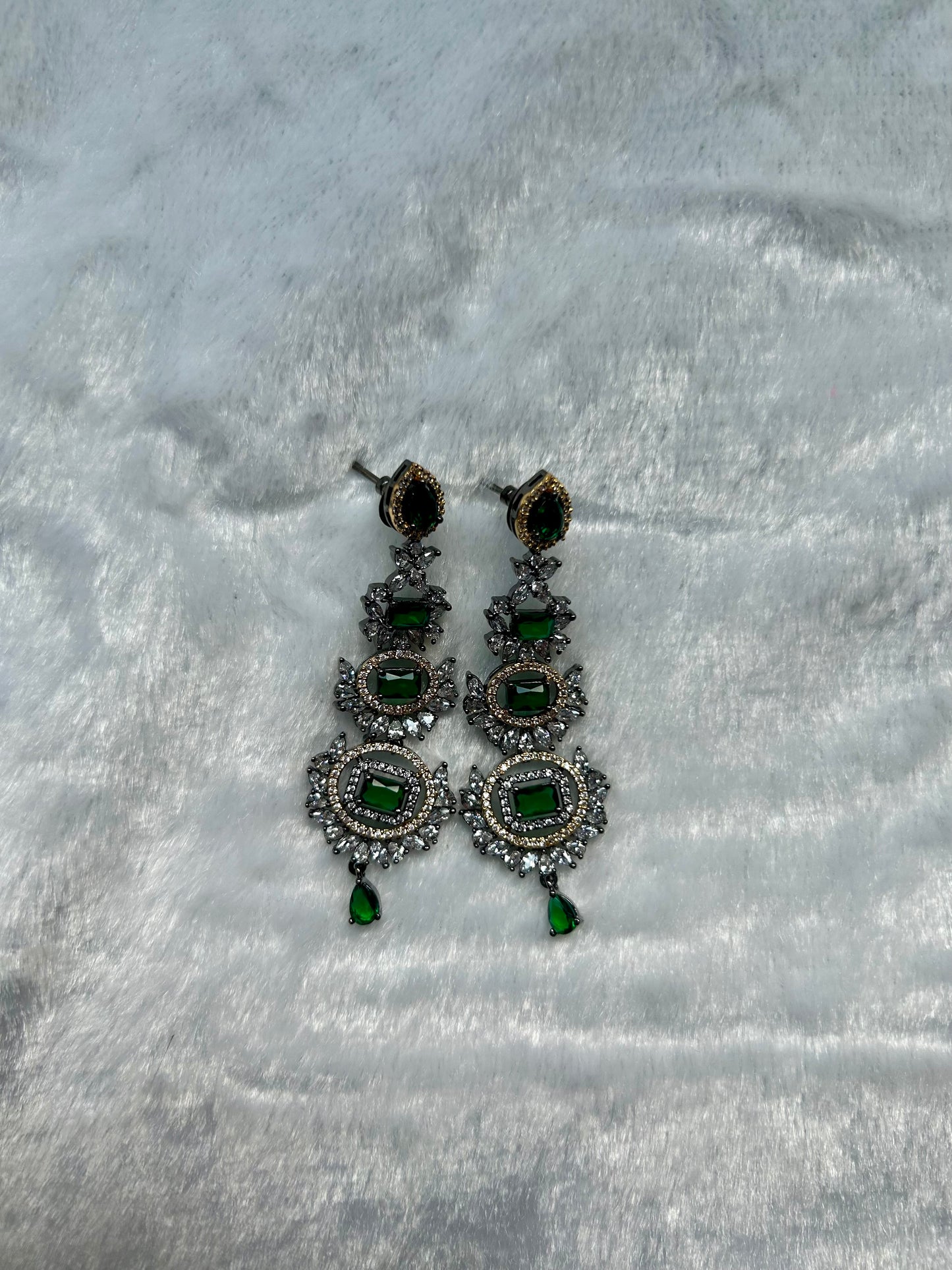 Emerald Green Dual Toned Earrings