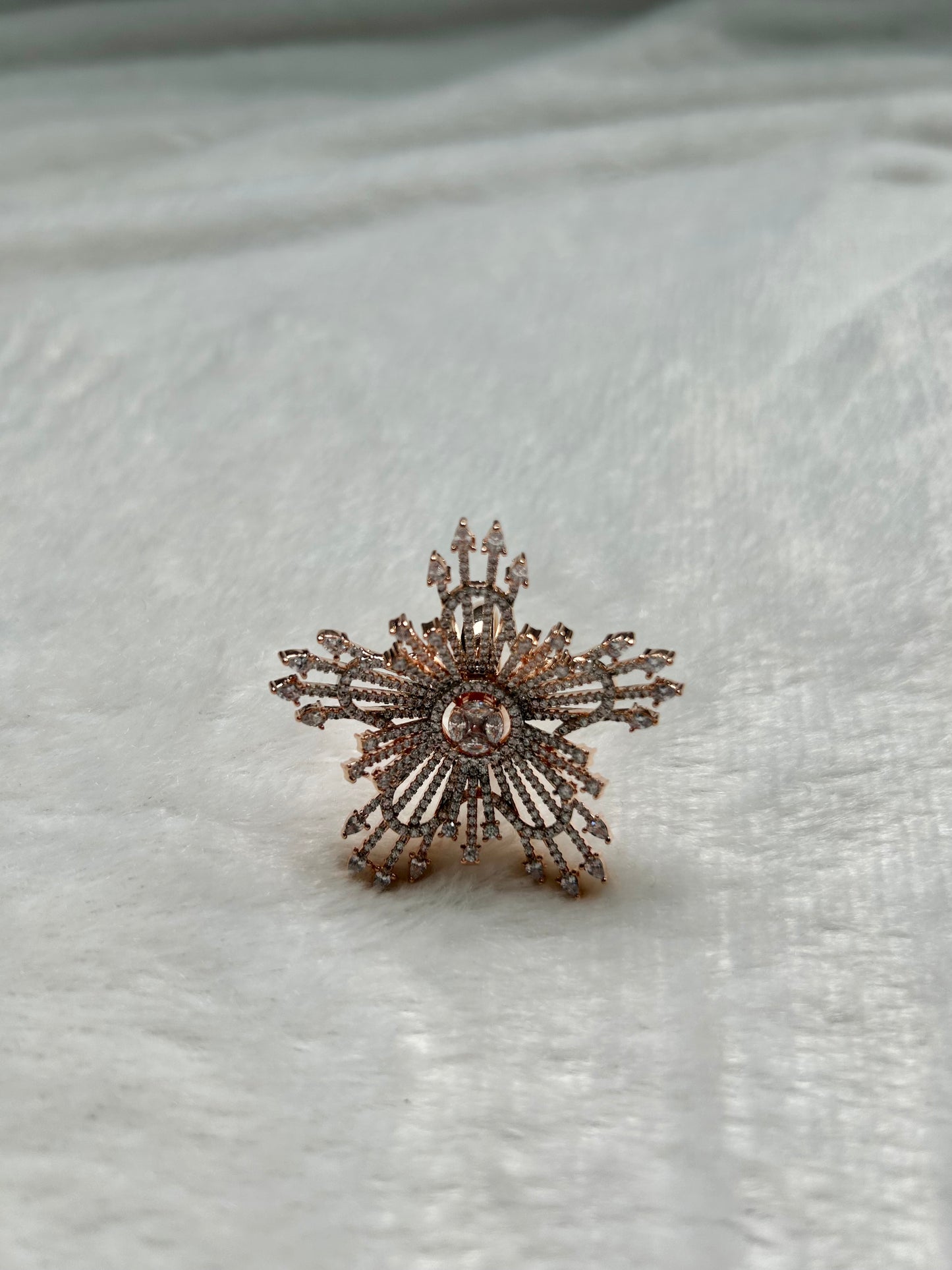 AD 3D Rose Gold Flower Ring