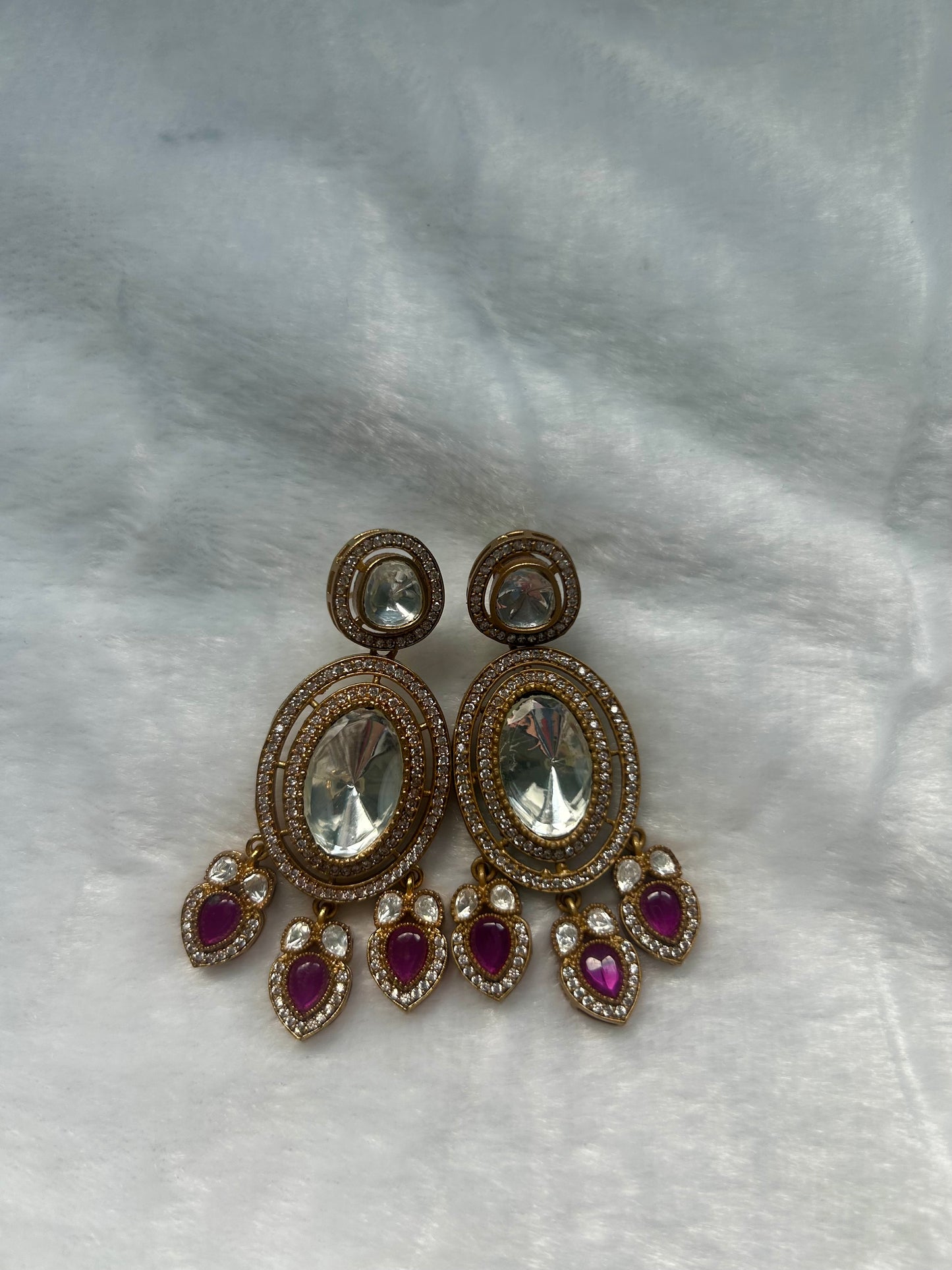 Ruby Moissanite Kundan Earrings