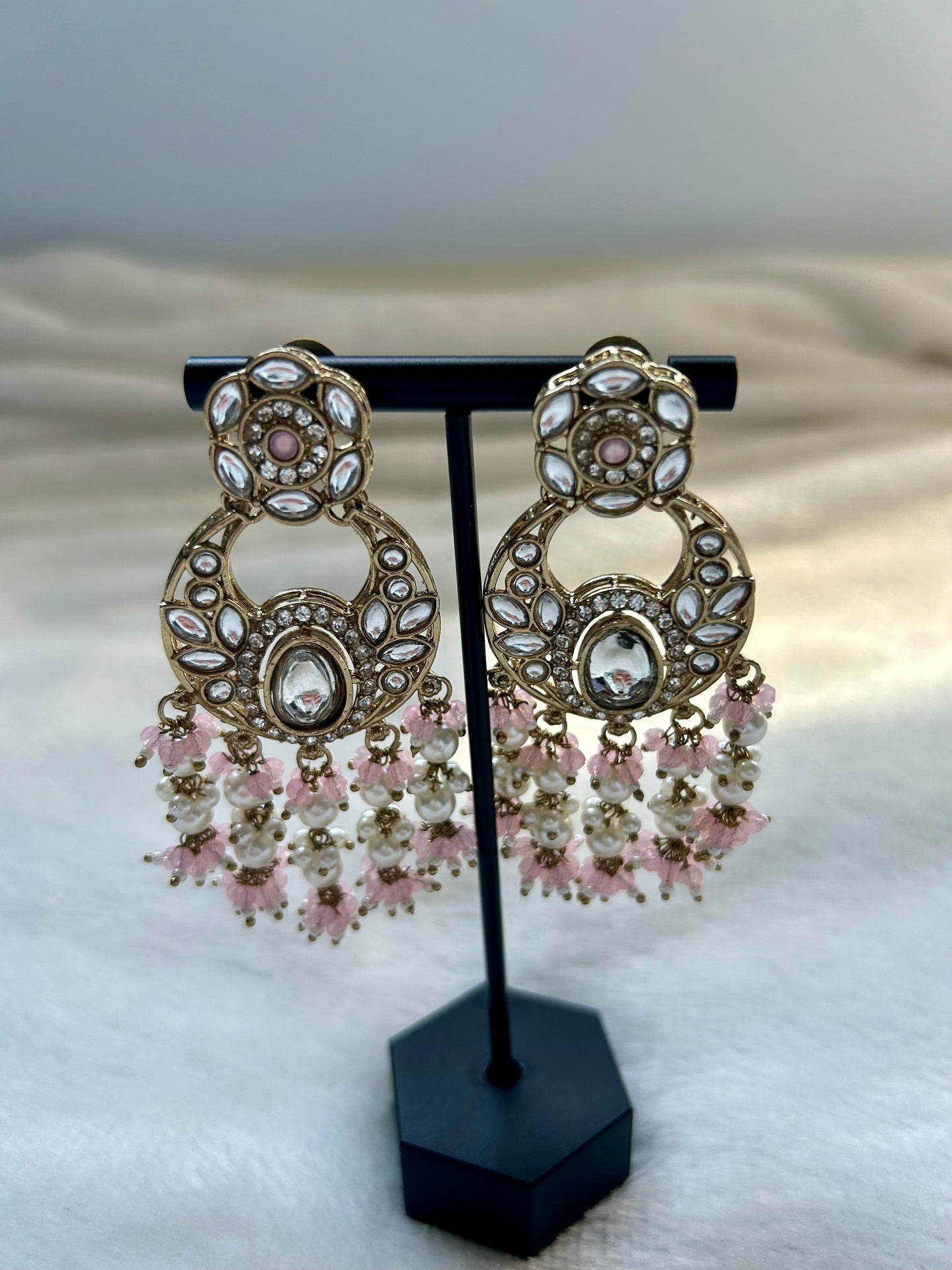 Light Pink Kundan Earrings