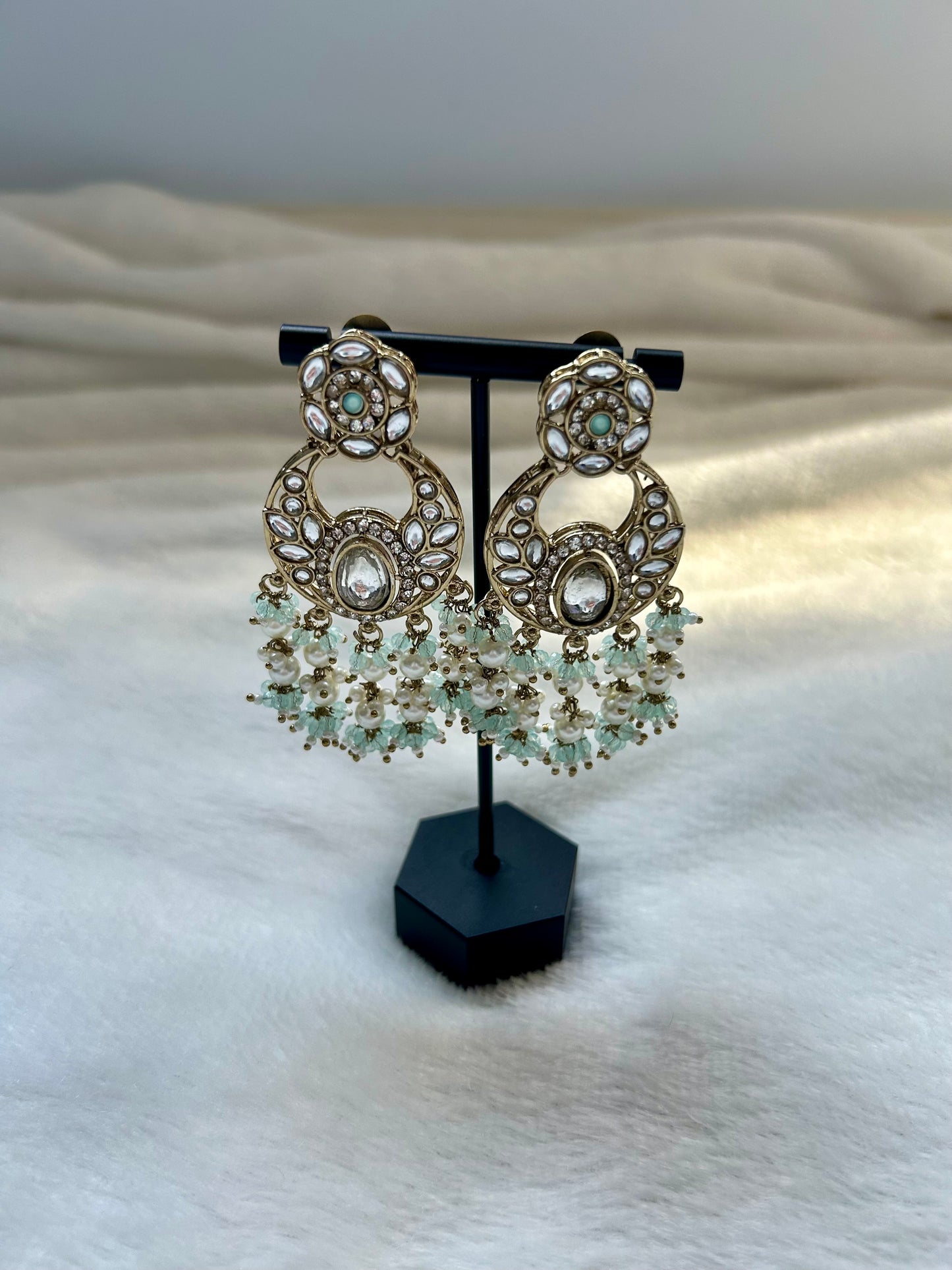 Light Blue Kundan Earrings
